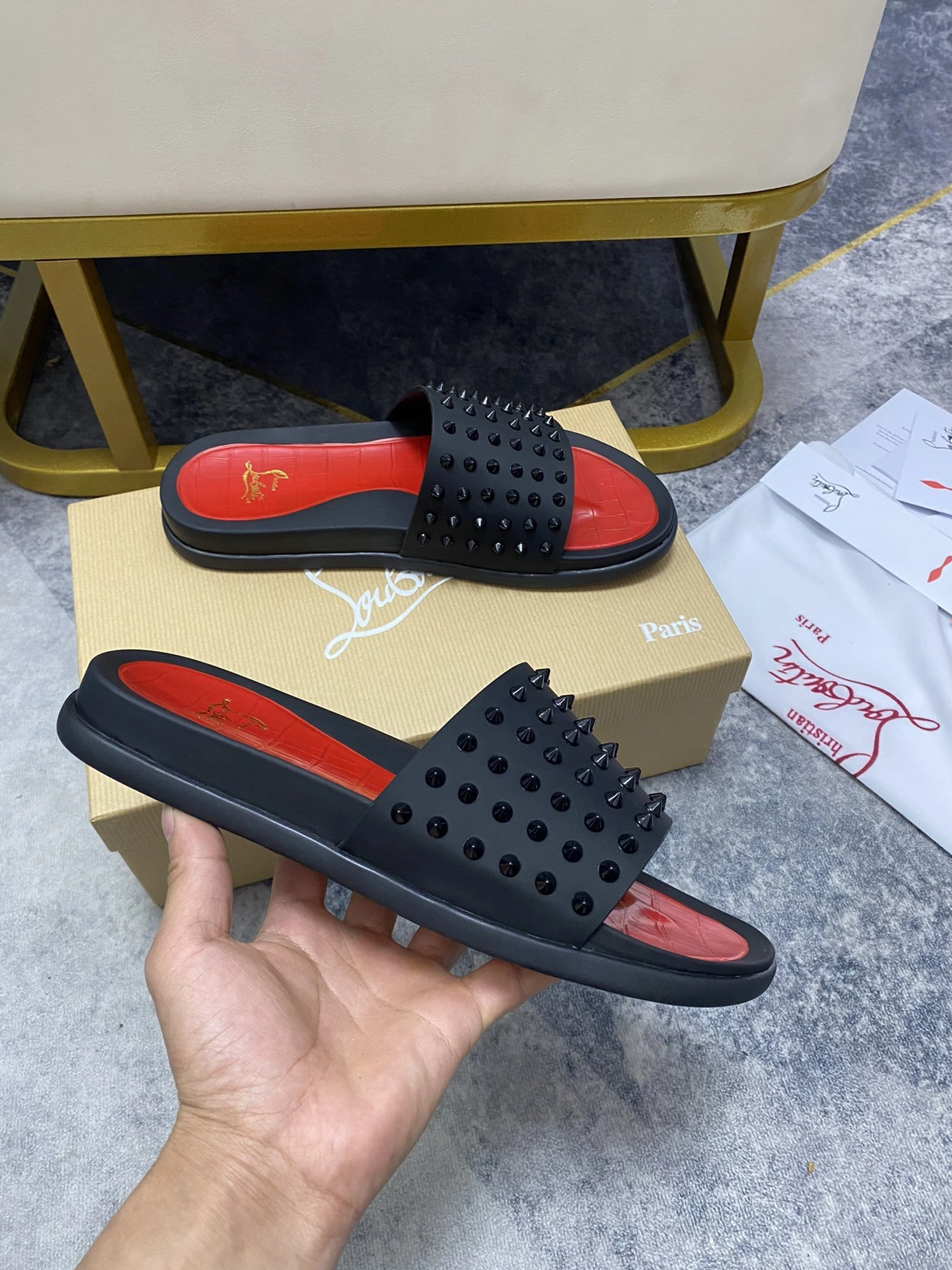 Christian Louboutin CL Slippers For Men Affordable 1274