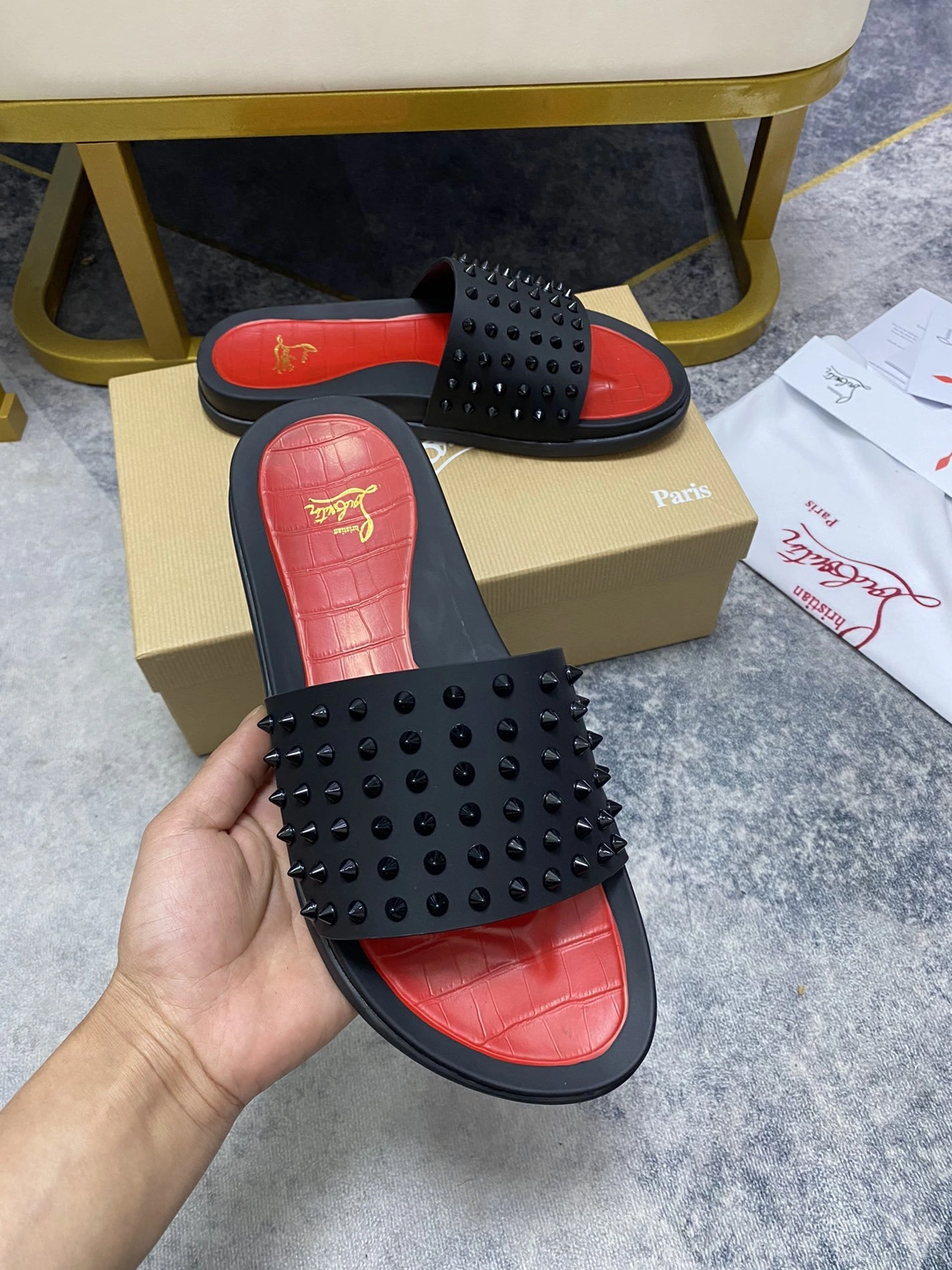 Christian Louboutin CL Slippers For Men Affordable 1274