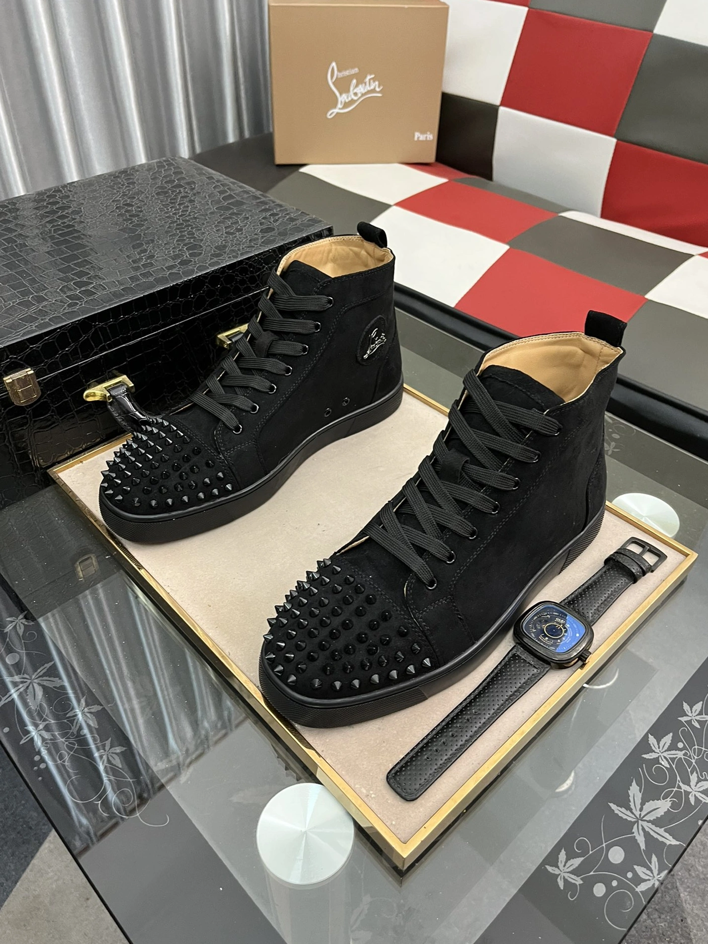 Christian Louboutin High Top Shoes For Men Breathable 6773