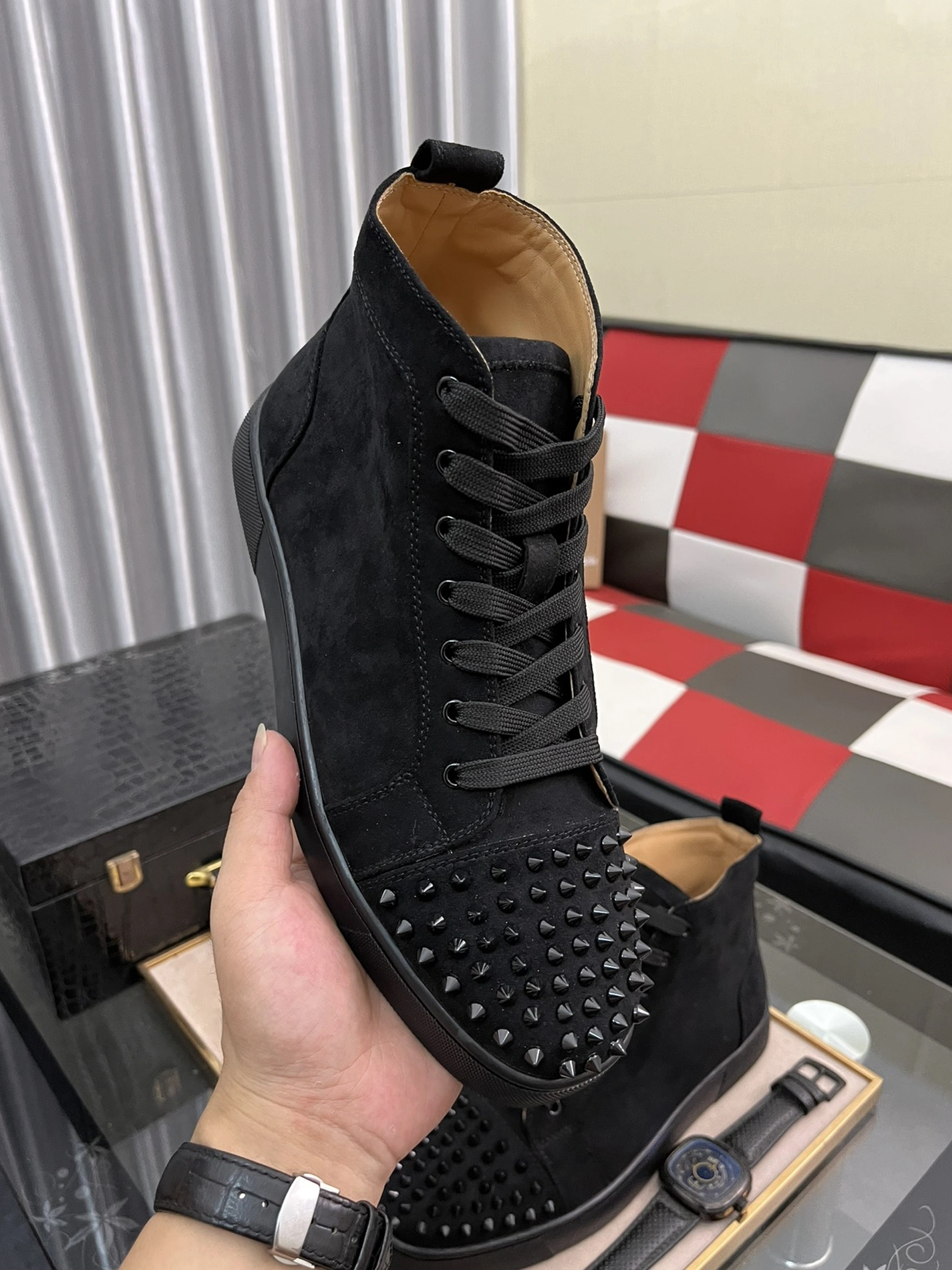 Christian Louboutin High Top Shoes For Men Breathable 6773