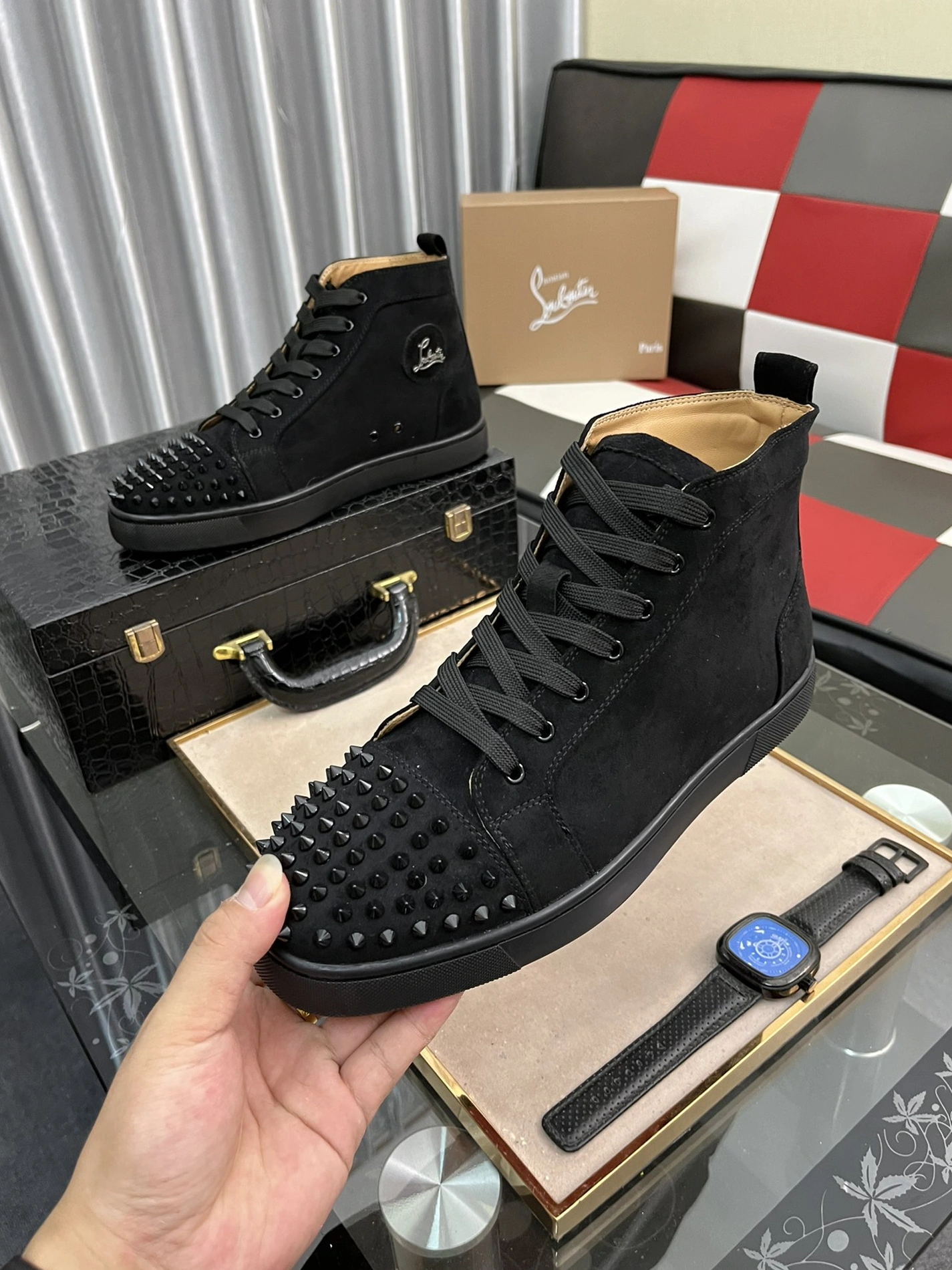 Christian Louboutin High Top Shoes For Men Breathable 6773