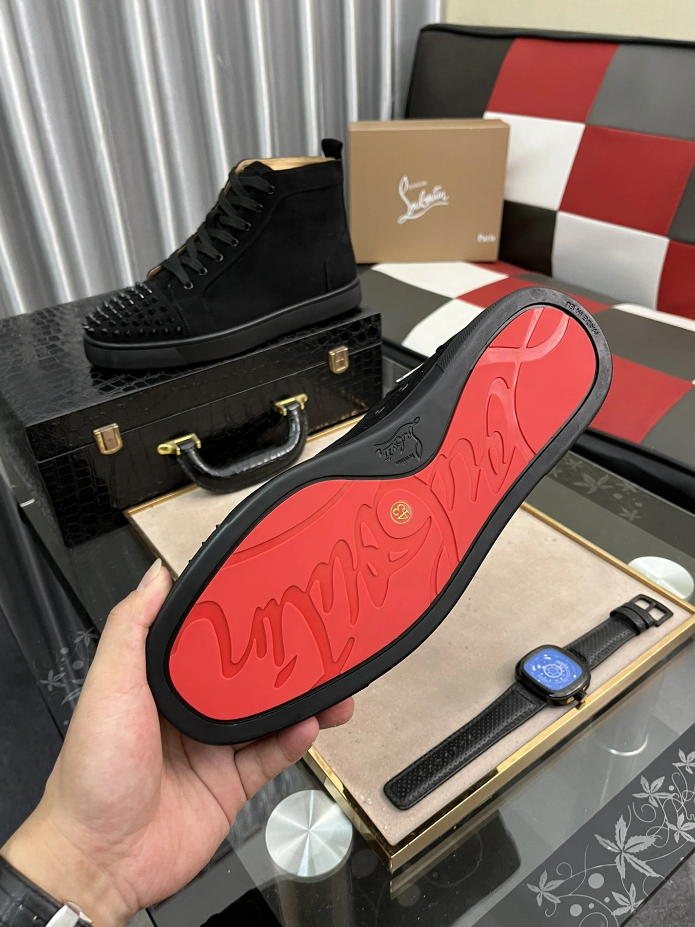 Christian Louboutin High Top Shoes For Men Breathable 6773