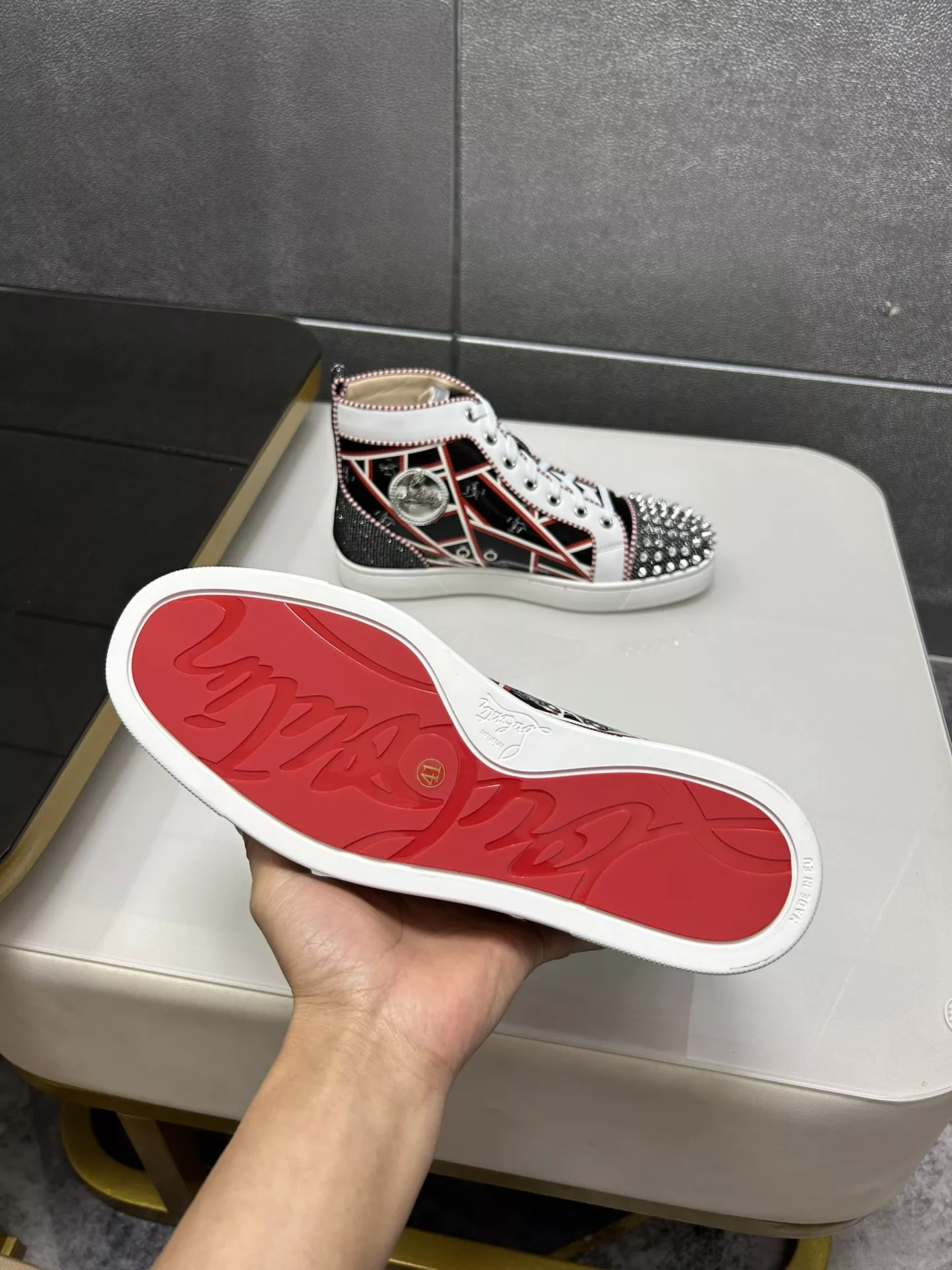 Christian Louboutin High Top Shoes For Men Soft 8282