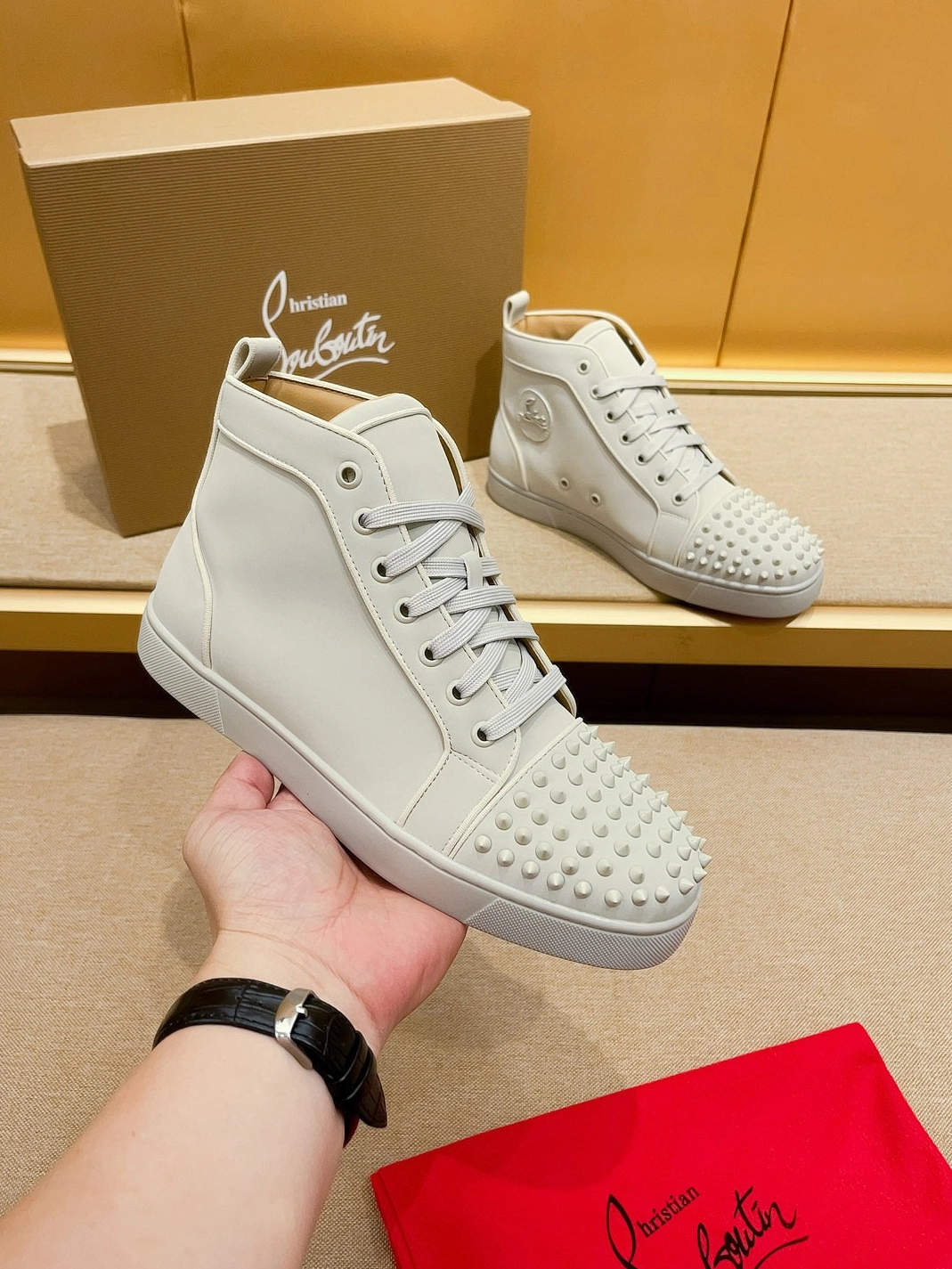 Christian Louboutin High Top Shoes For Men Versatile 8917