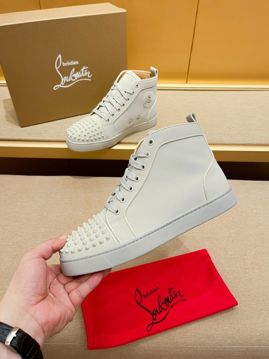 Christian Louboutin High Top Shoes For Men Versatile 8917