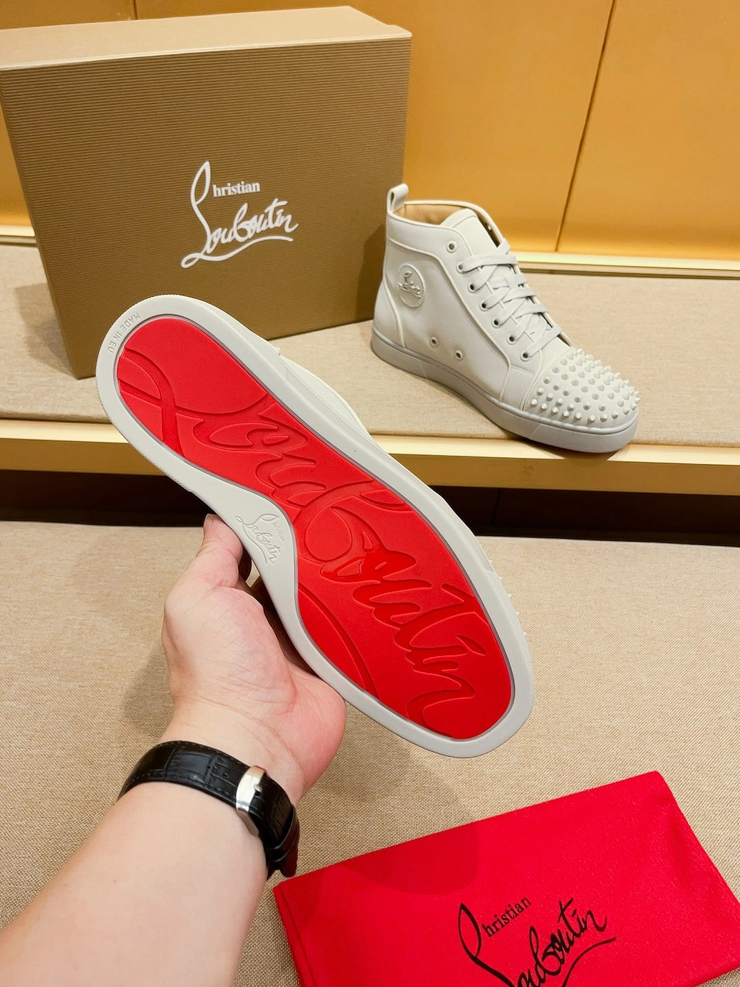 Christian Louboutin High Top Shoes For Men Versatile 8917