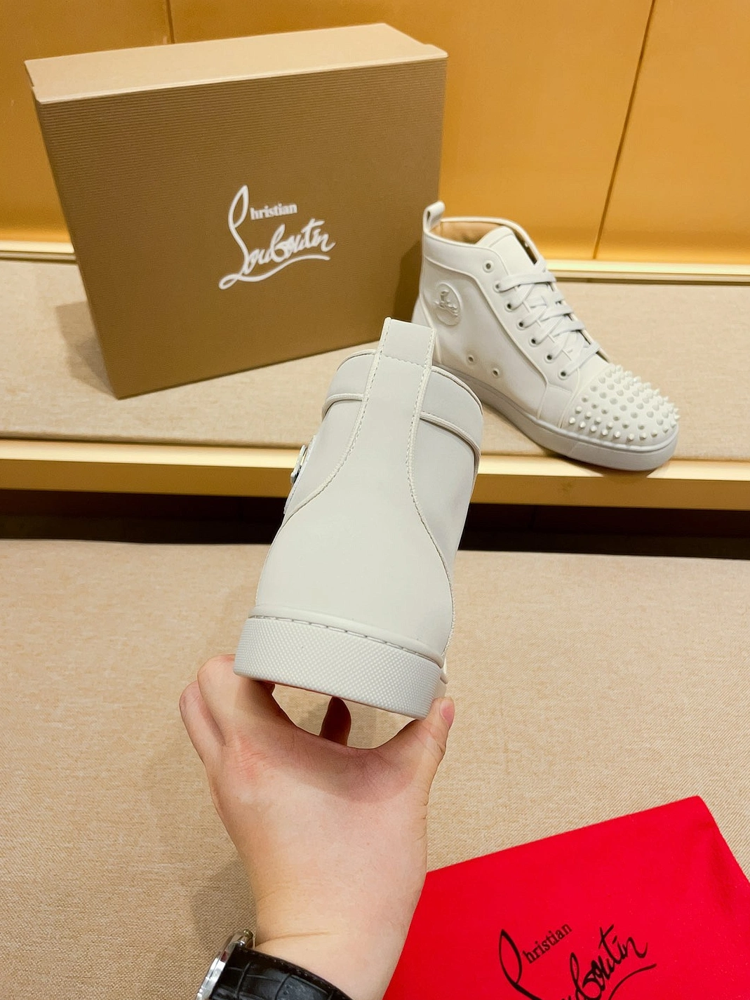 Christian Louboutin High Top Shoes For Men Versatile 8917