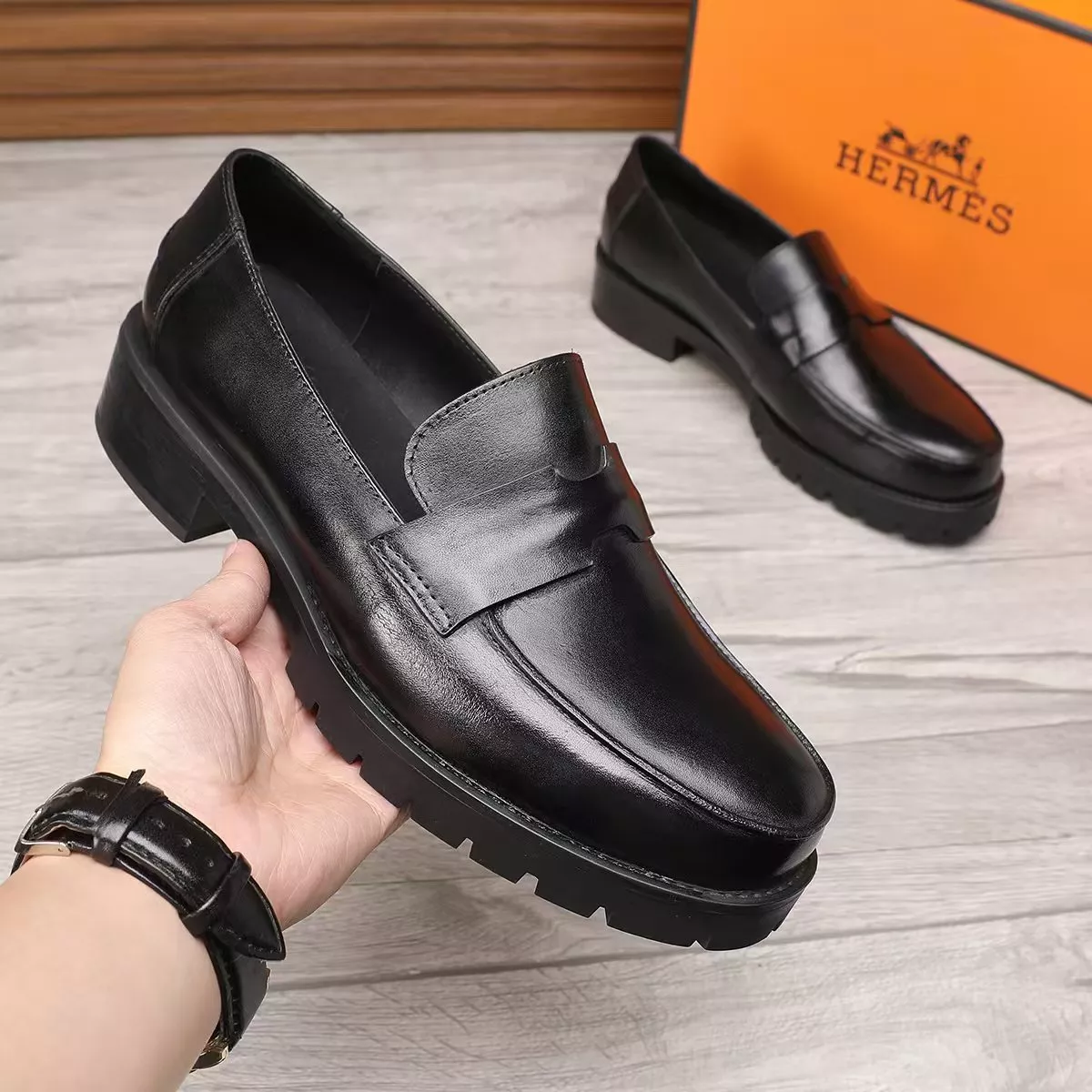 Classic 1315 Hermes Leather Shoes For Men