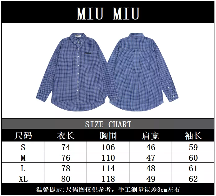 Classic 2582 MIU MIU  Shirts Long Sleeved For Unisex