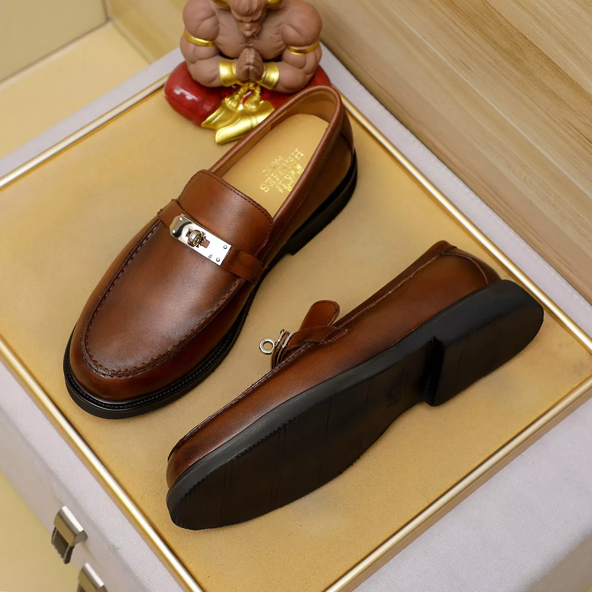 Classic 7539 Hermes Leather Shoes For Men