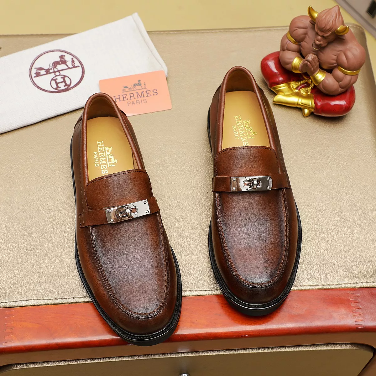 Classic 7539 Hermes Leather Shoes For Men