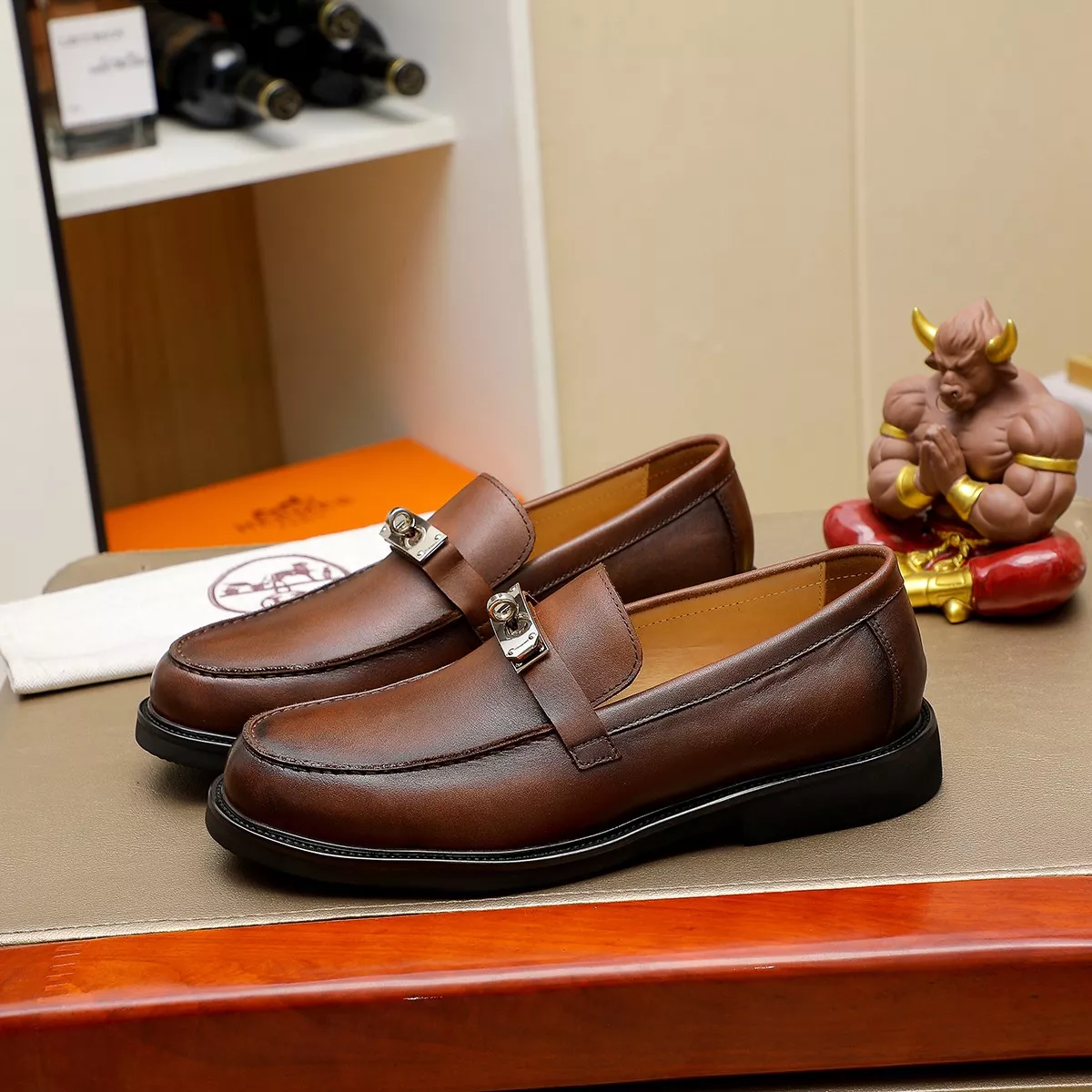 Classic 7539 Hermes Leather Shoes For Men