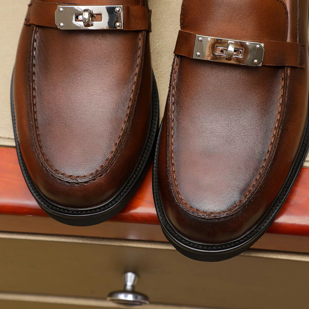 Classic 7539 Hermes Leather Shoes For Men
