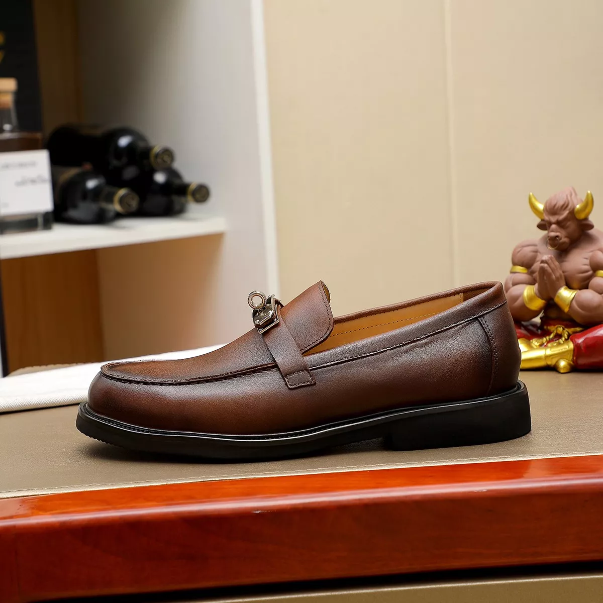 Classic 7539 Hermes Leather Shoes For Men