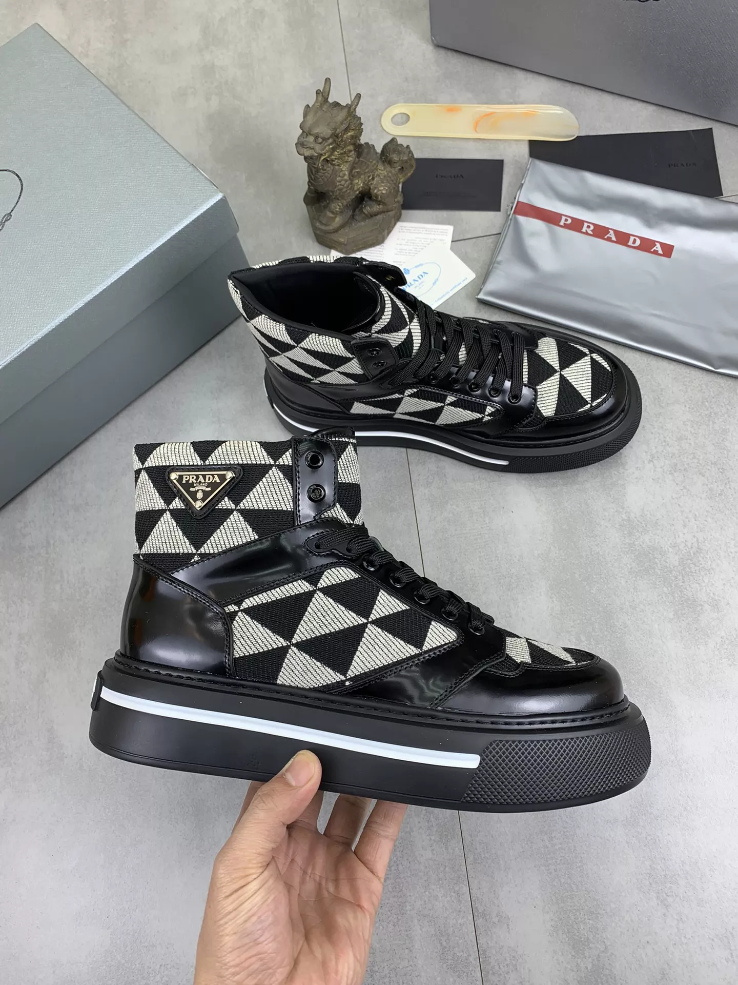 Comfortable 109 Prada High Top Shoes For Men