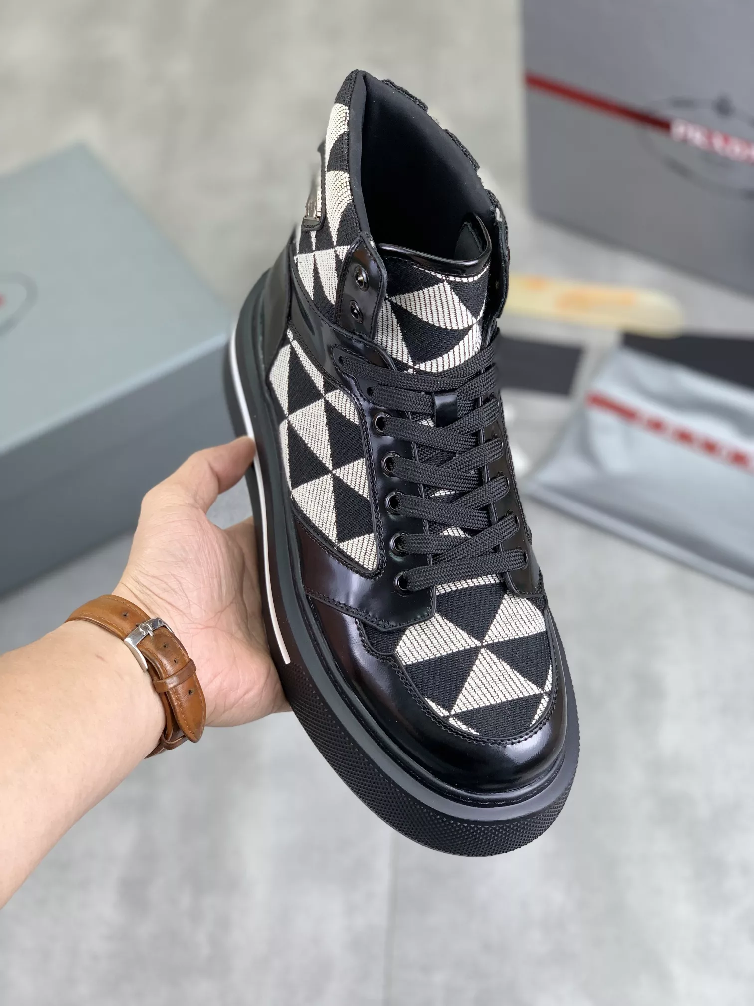 Comfortable 109 Prada High Top Shoes For Men