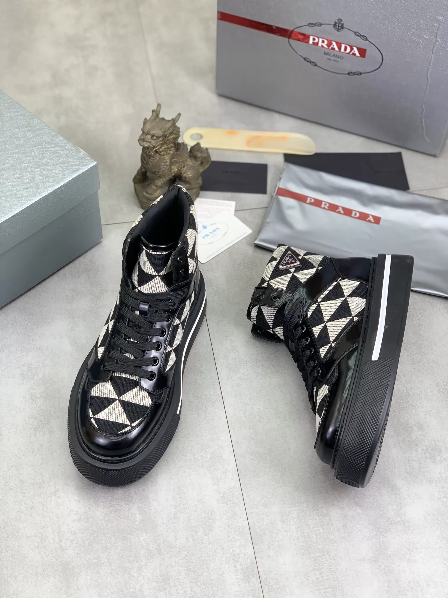 Comfortable 109 Prada High Top Shoes For Men