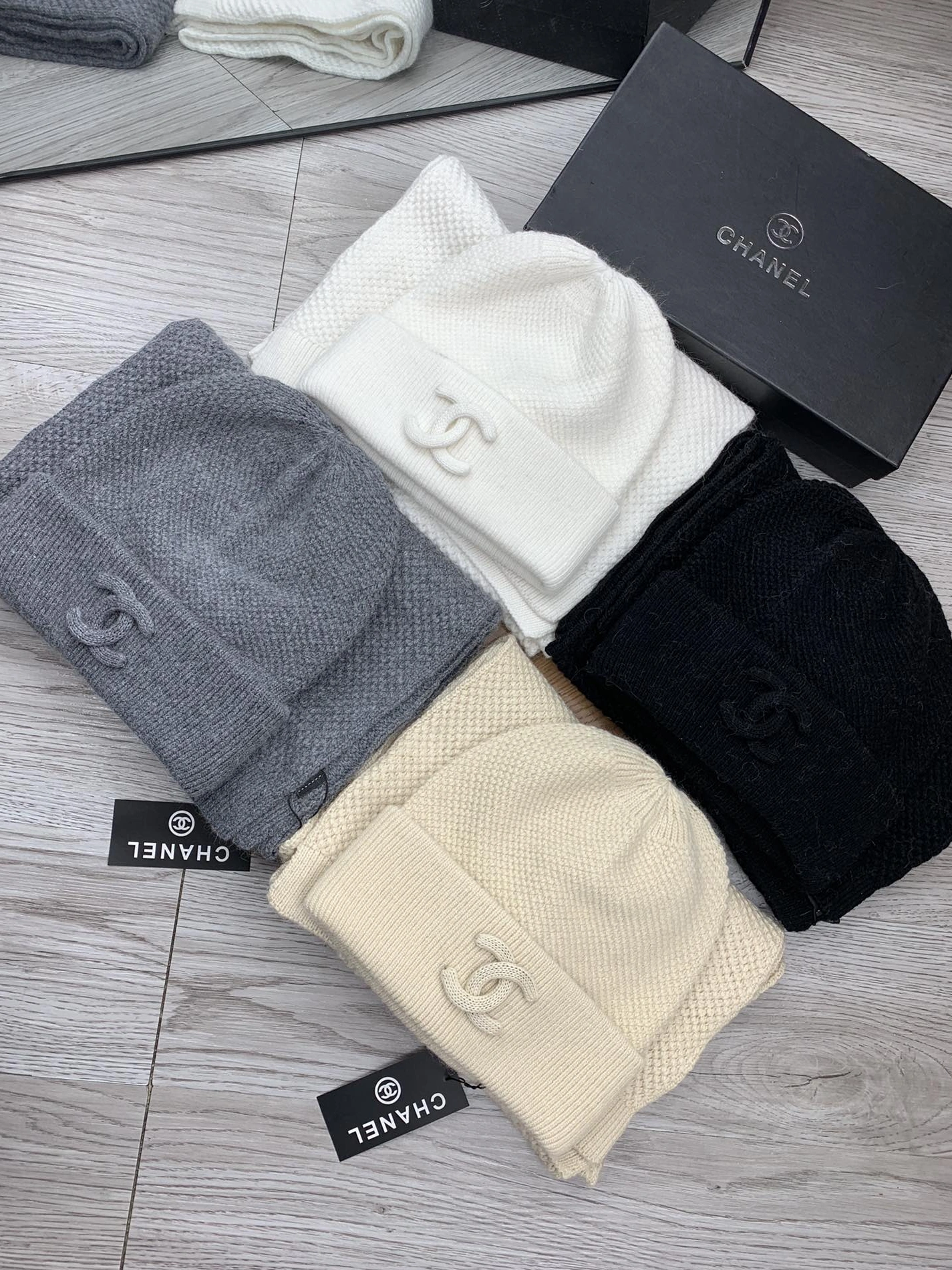 Comfortable 4700 Chanel Hat and Scarf Set
