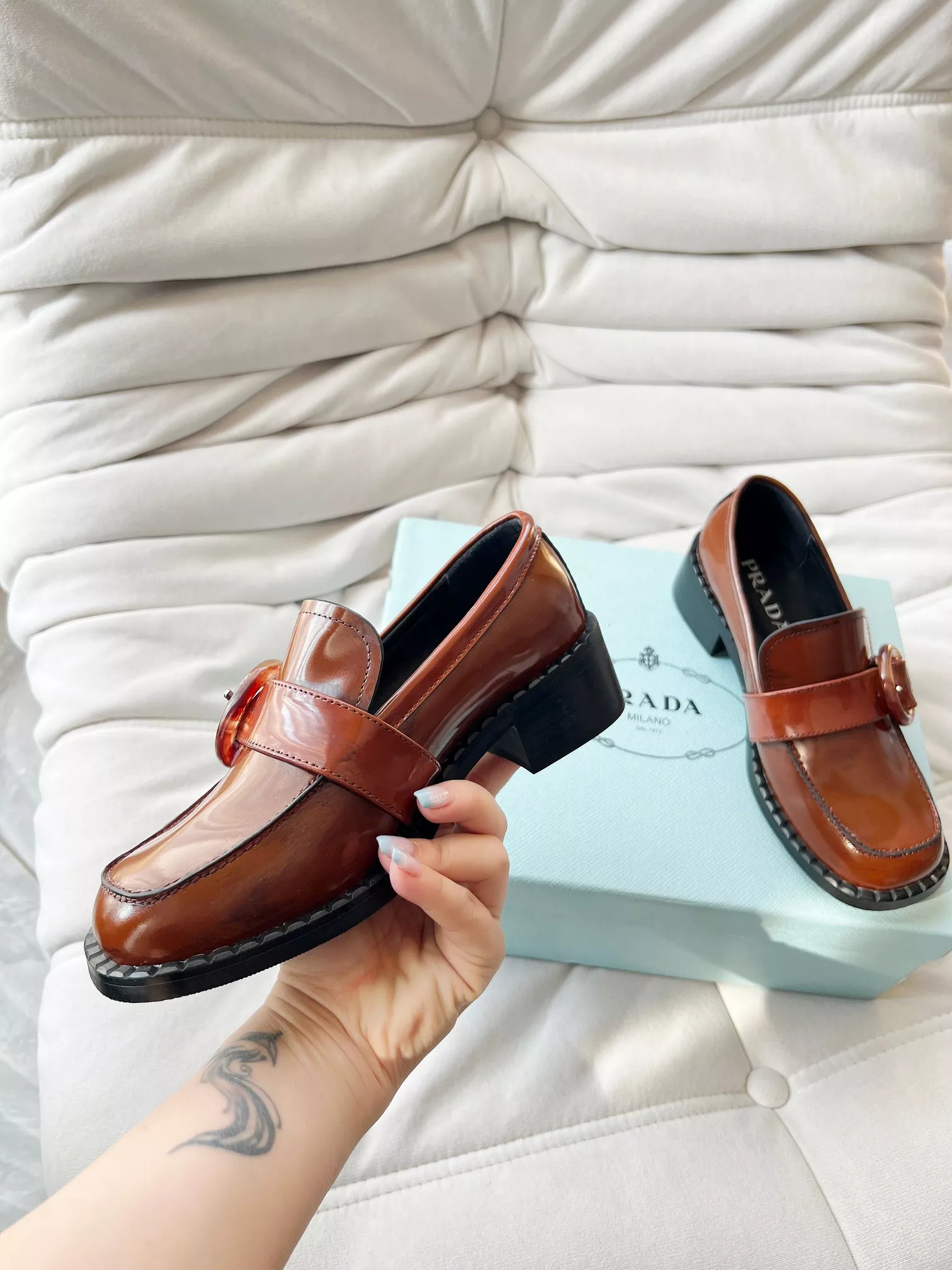 Comfortable 5979 Prada Leather Shoes For Women
