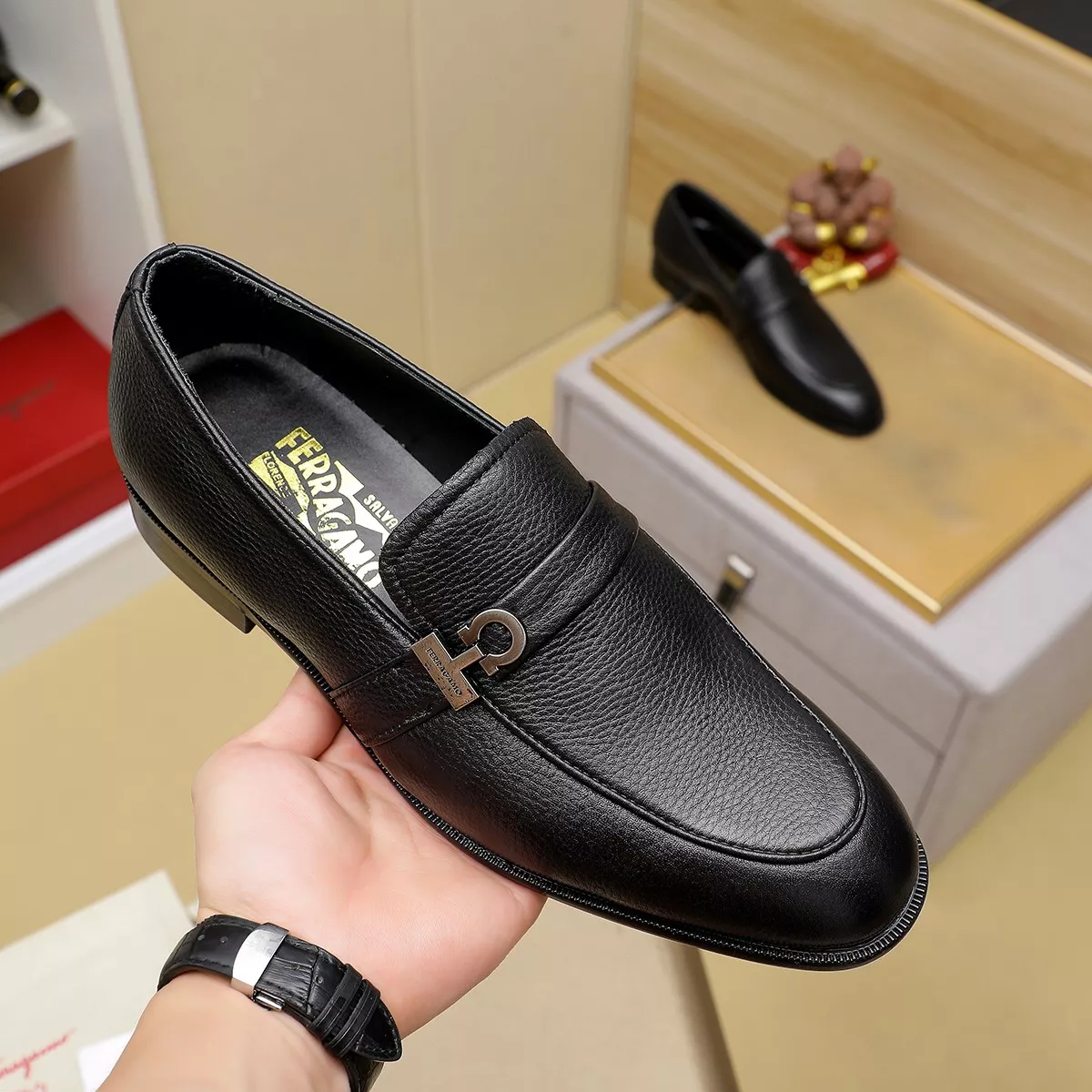 Comfortable 7481 Salvatore Ferragamo Leather Shoes For Men