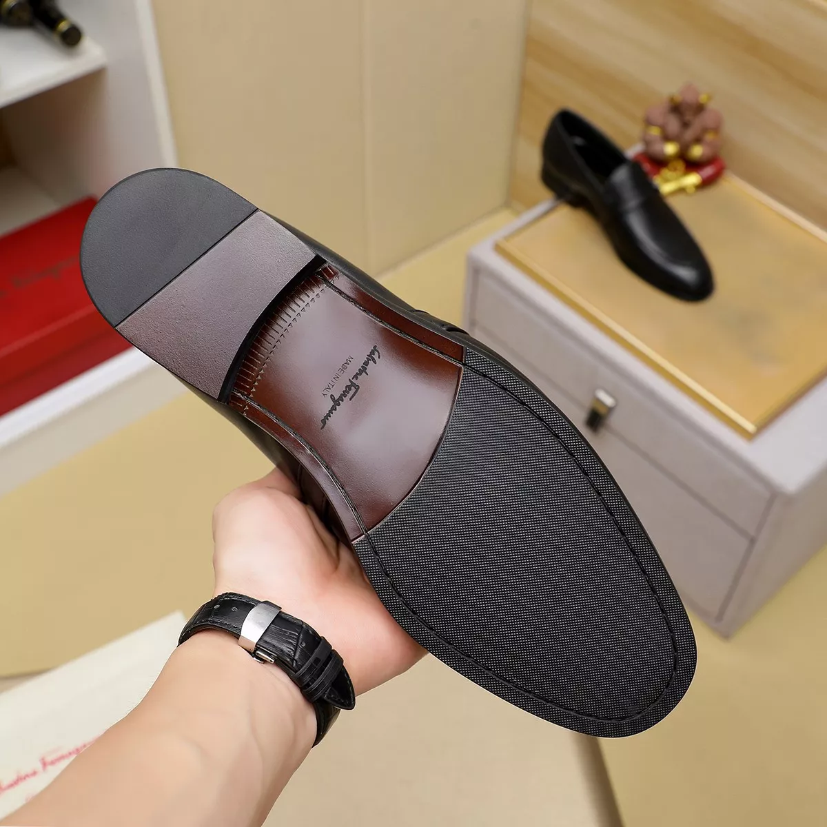 Comfortable 7481 Salvatore Ferragamo Leather Shoes For Men