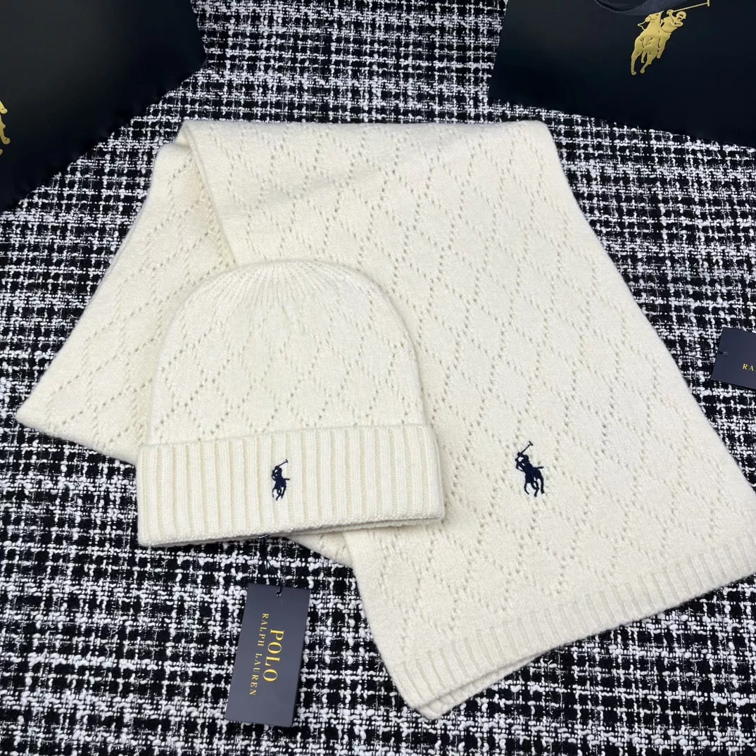 Comfortable 8540 Ralph Lauren Polo Hat and Scarf Set