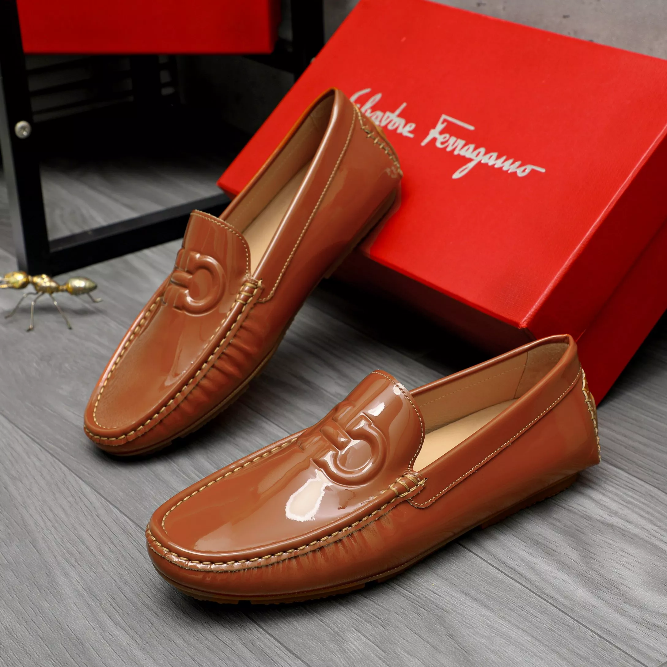 Compact 2939 Salvatore Ferragamo Leather Shoes For Men