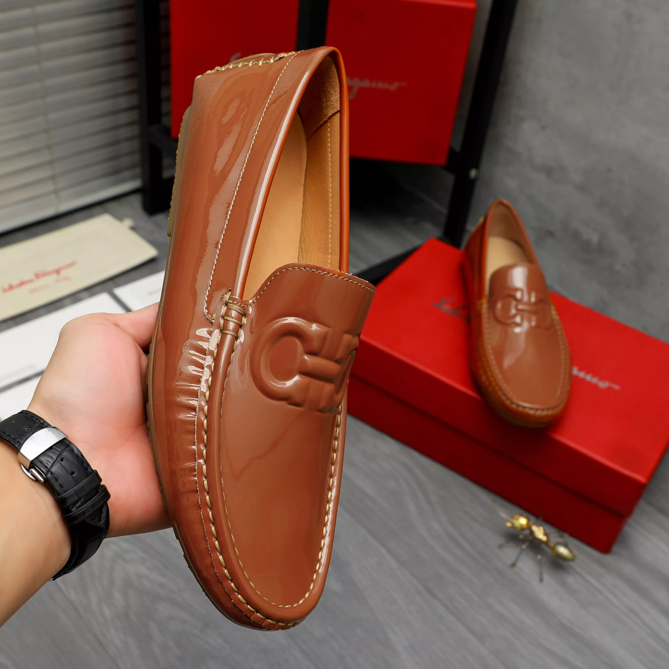 Compact 2939 Salvatore Ferragamo Leather Shoes For Men