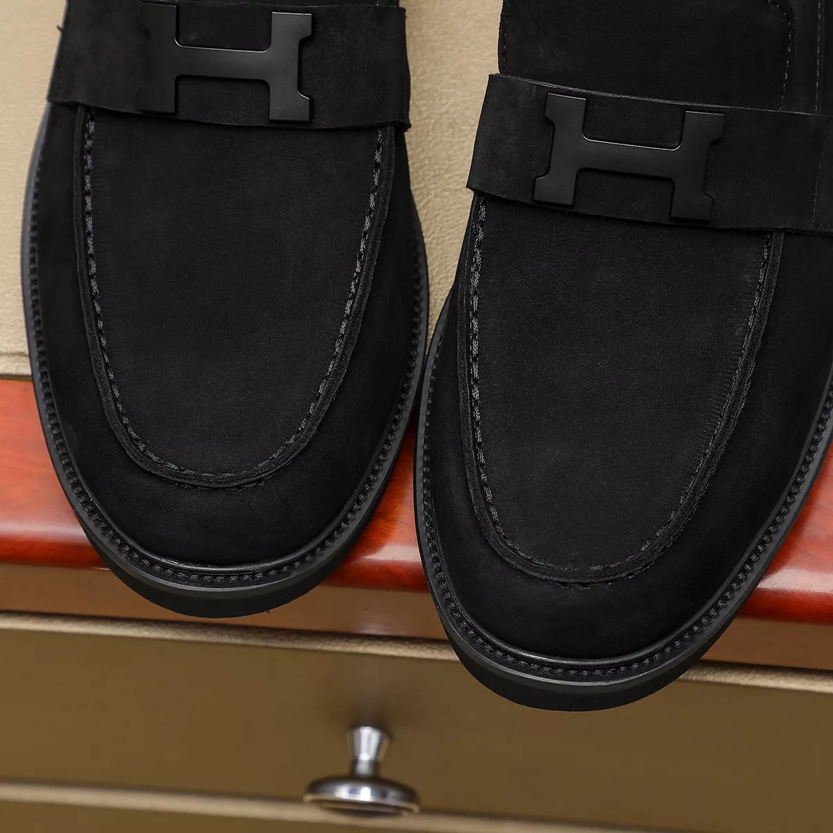Compact 6579 Hermes Leather Shoes For Men