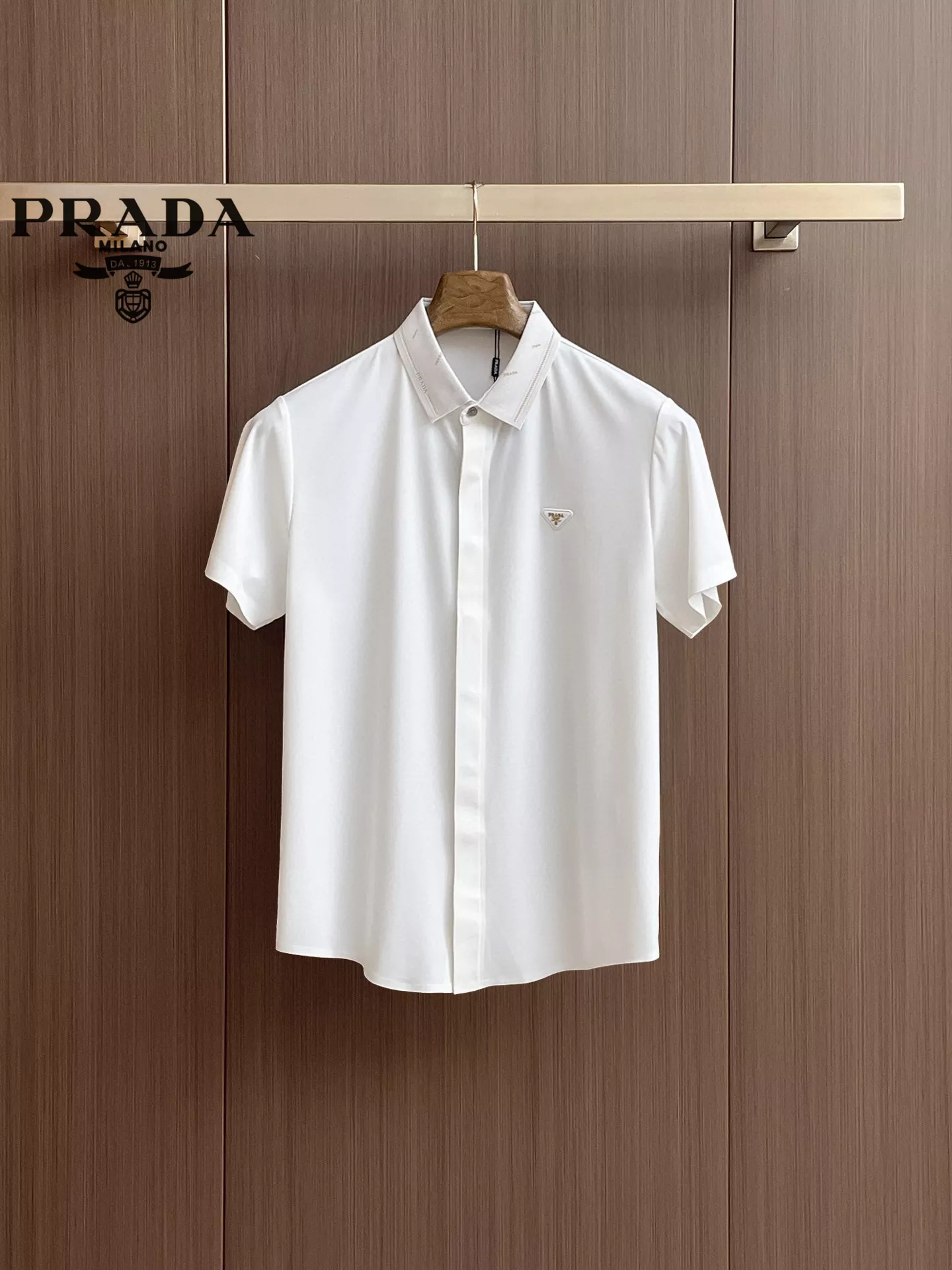 Compact 7682 Prada Shirts Short Sleeved For Men