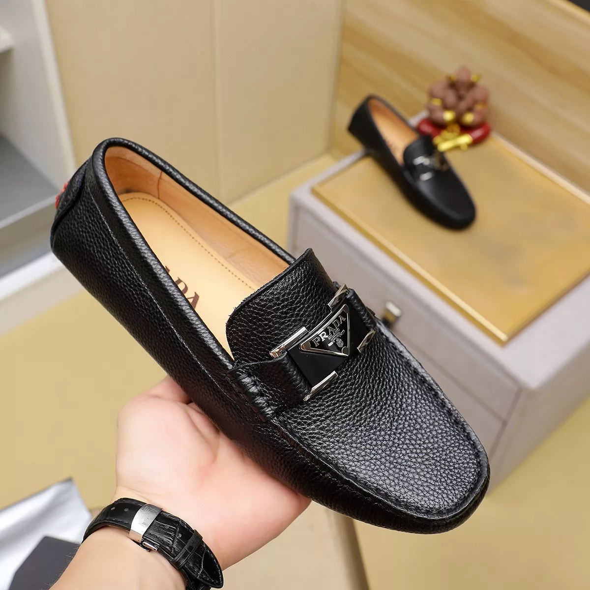 Compact 7816 Prada Leather Shoes For Men