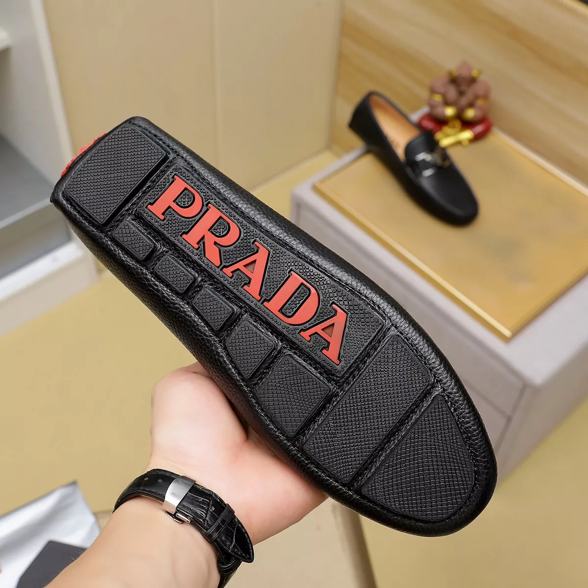 Compact 7816 Prada Leather Shoes For Men