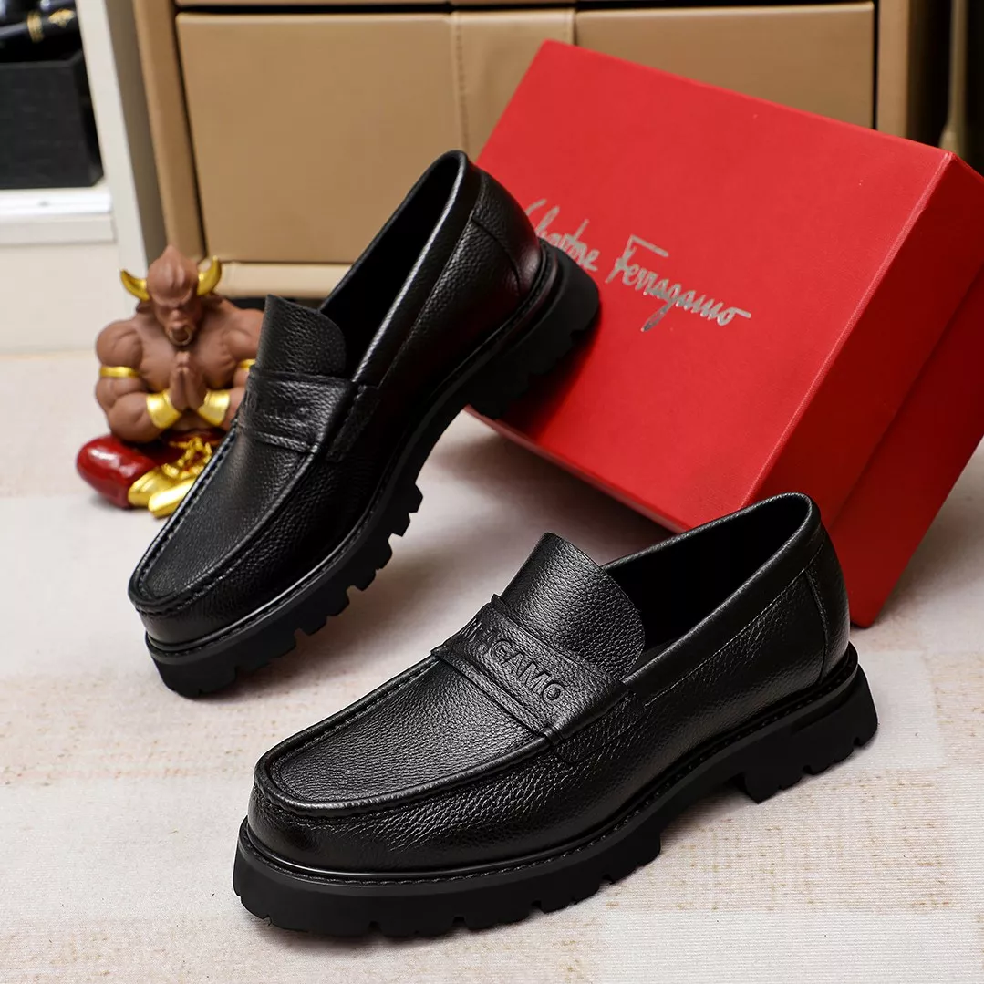 Compact 9981 Salvatore Ferragamo Leather Shoes For Men