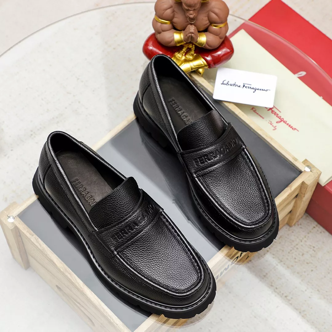 Compact 9981 Salvatore Ferragamo Leather Shoes For Men