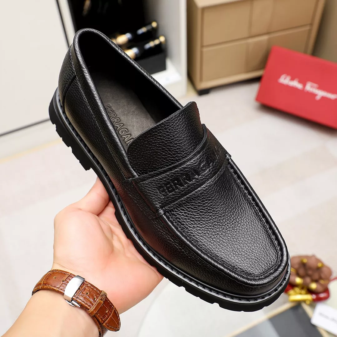 Compact 9981 Salvatore Ferragamo Leather Shoes For Men