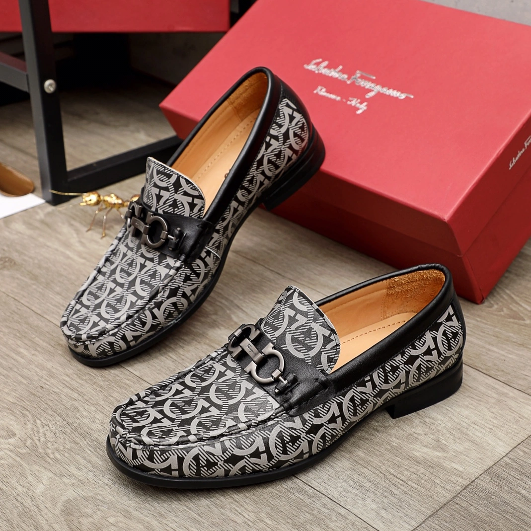 Cozy 7177 Ferragamo Leather Shoes For Men