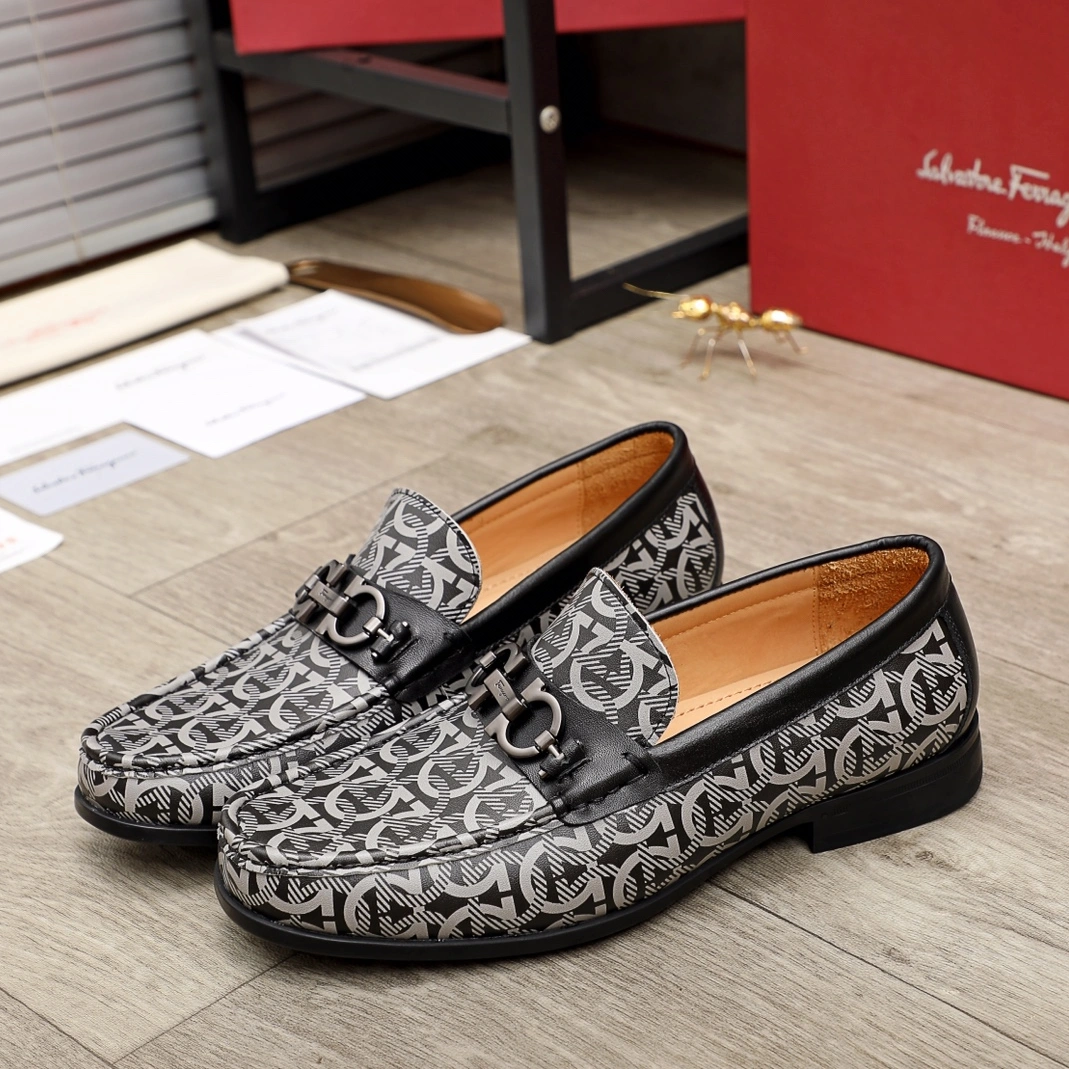 Cozy 7177 Ferragamo Leather Shoes For Men