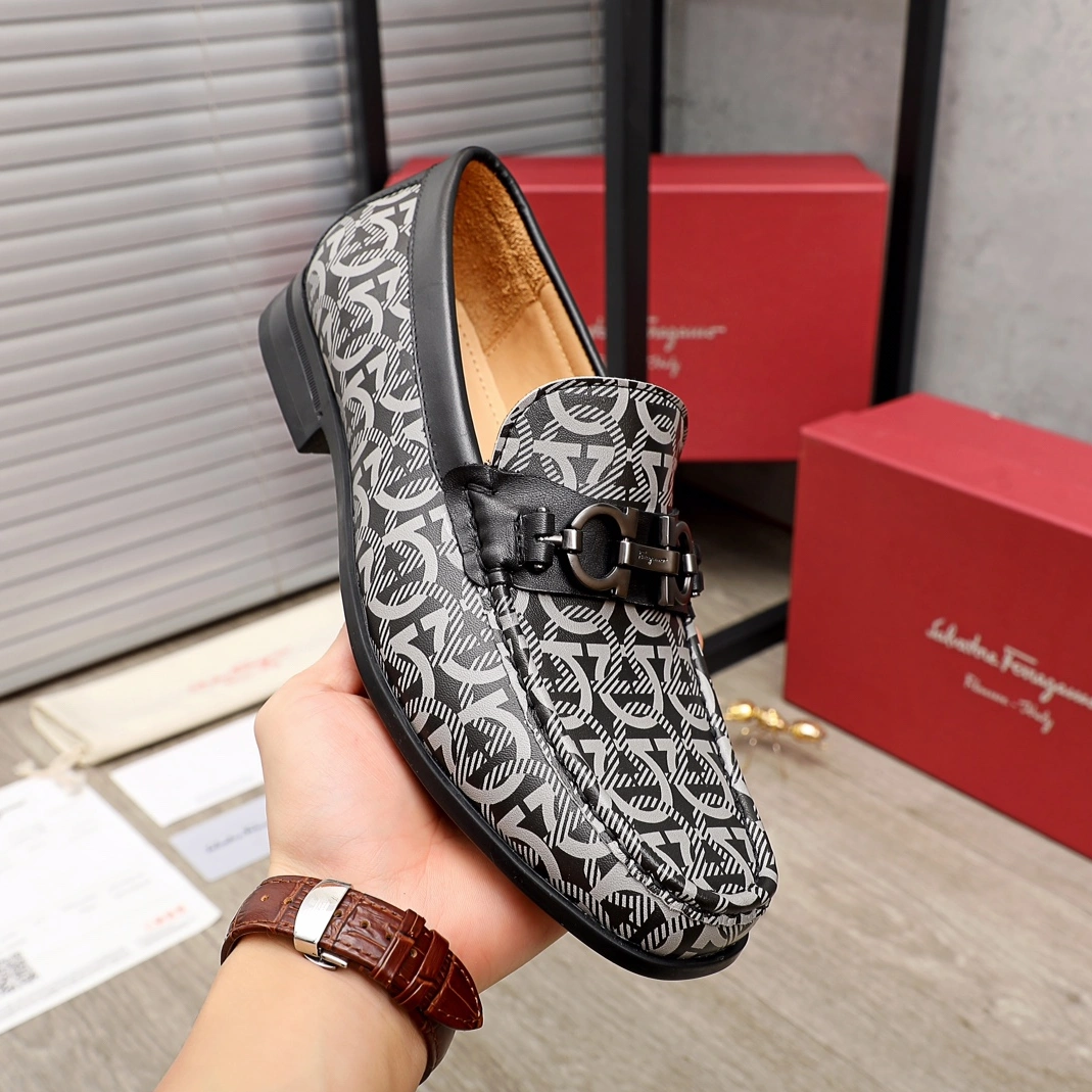 Cozy 7177 Ferragamo Leather Shoes For Men