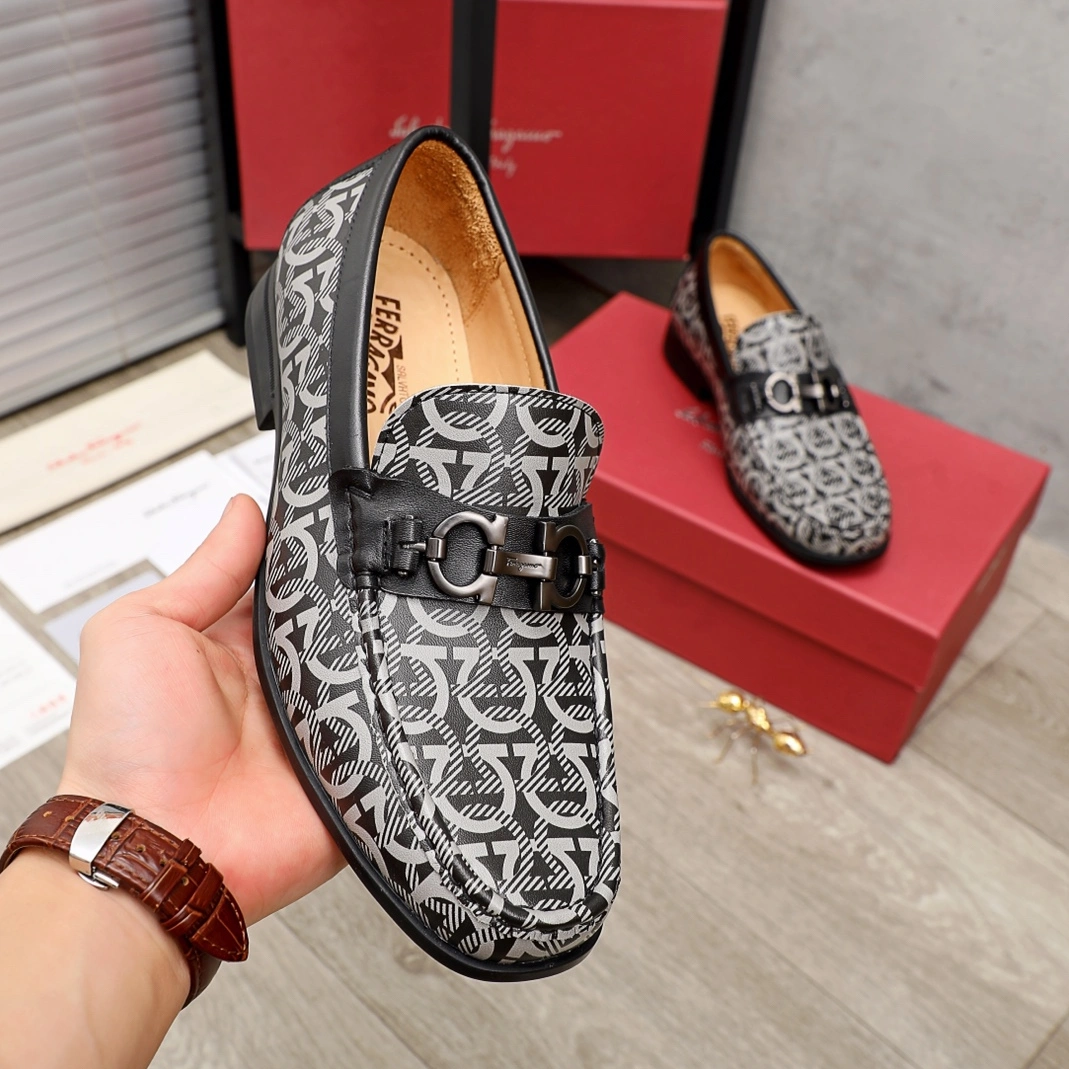 Cozy 7177 Ferragamo Leather Shoes For Men