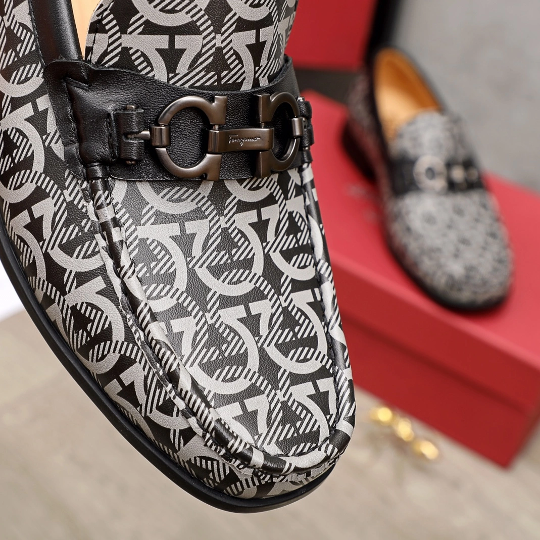 Cozy 7177 Ferragamo Leather Shoes For Men