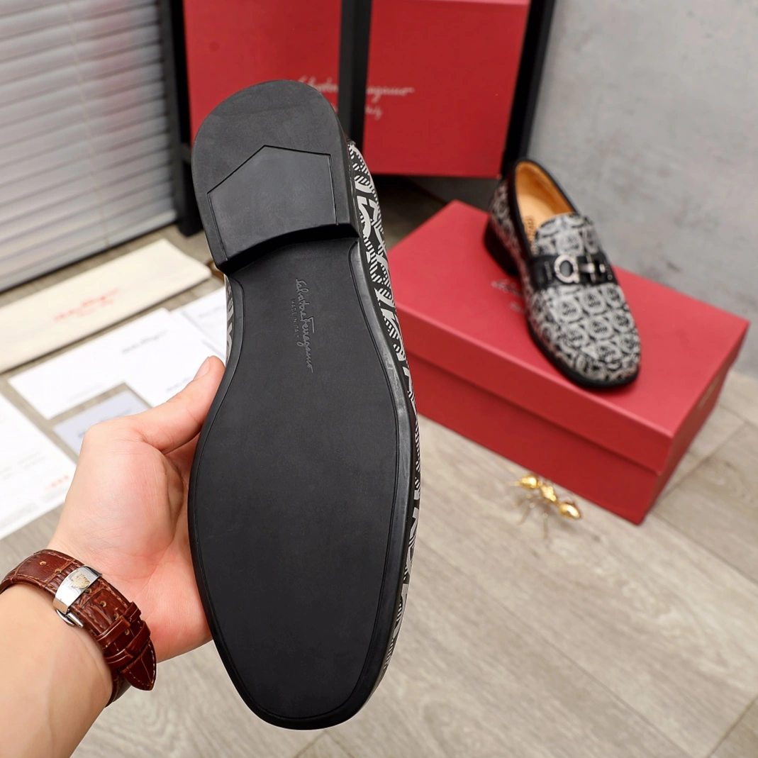 Cozy 7177 Ferragamo Leather Shoes For Men
