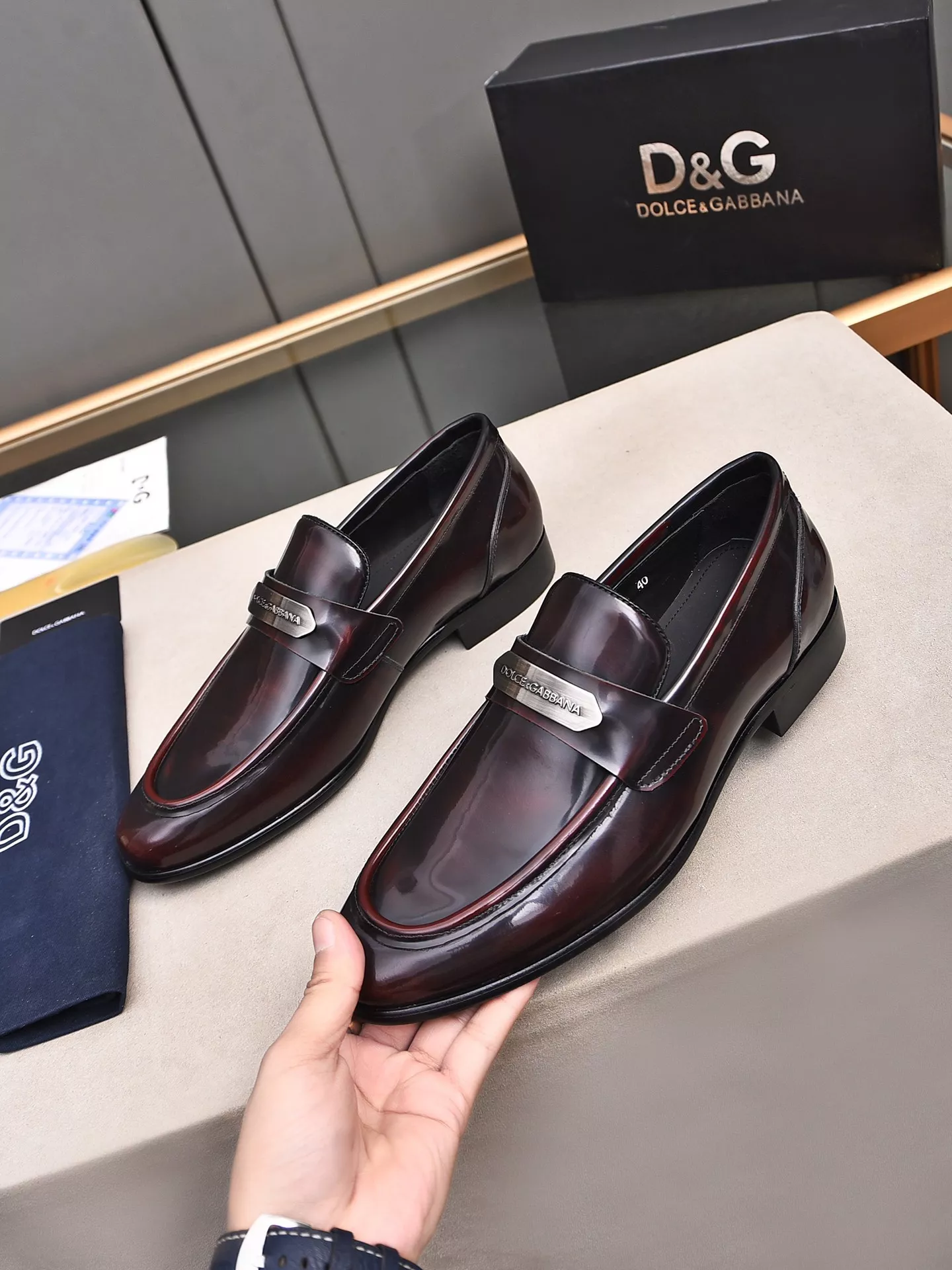 Dolce & Gabbana D&G Leather Shoes For Men Bright 4436