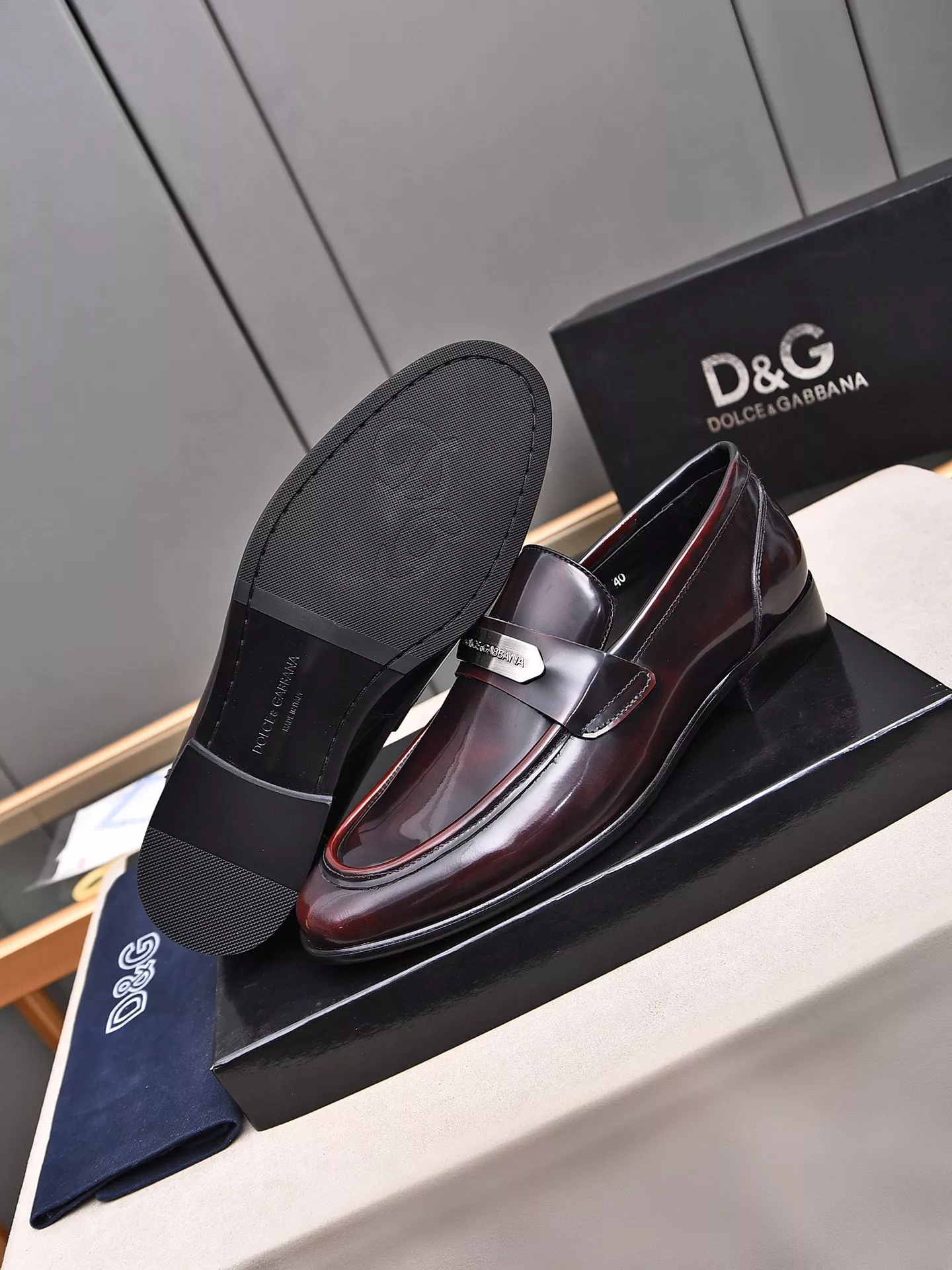 Dolce & Gabbana D&G Leather Shoes For Men Bright 4436