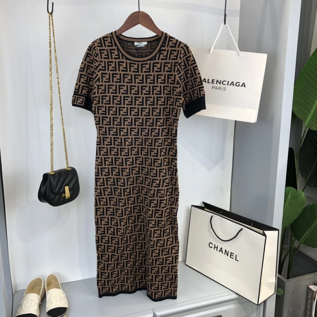 Durable 1857 Fendi Dresses Short Sleeved For Women