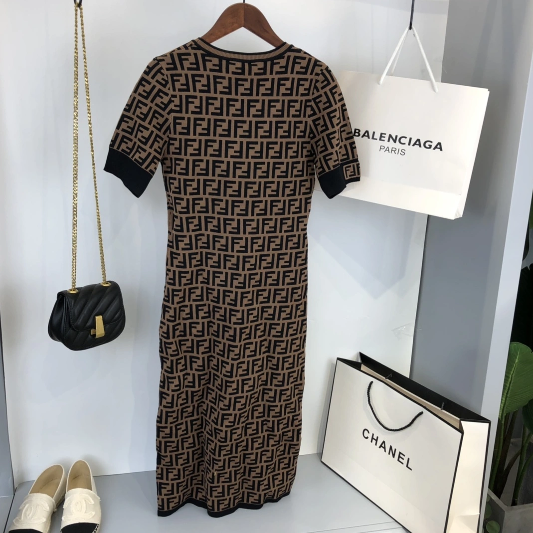 Durable 1857 Fendi Dresses Short Sleeved For Women