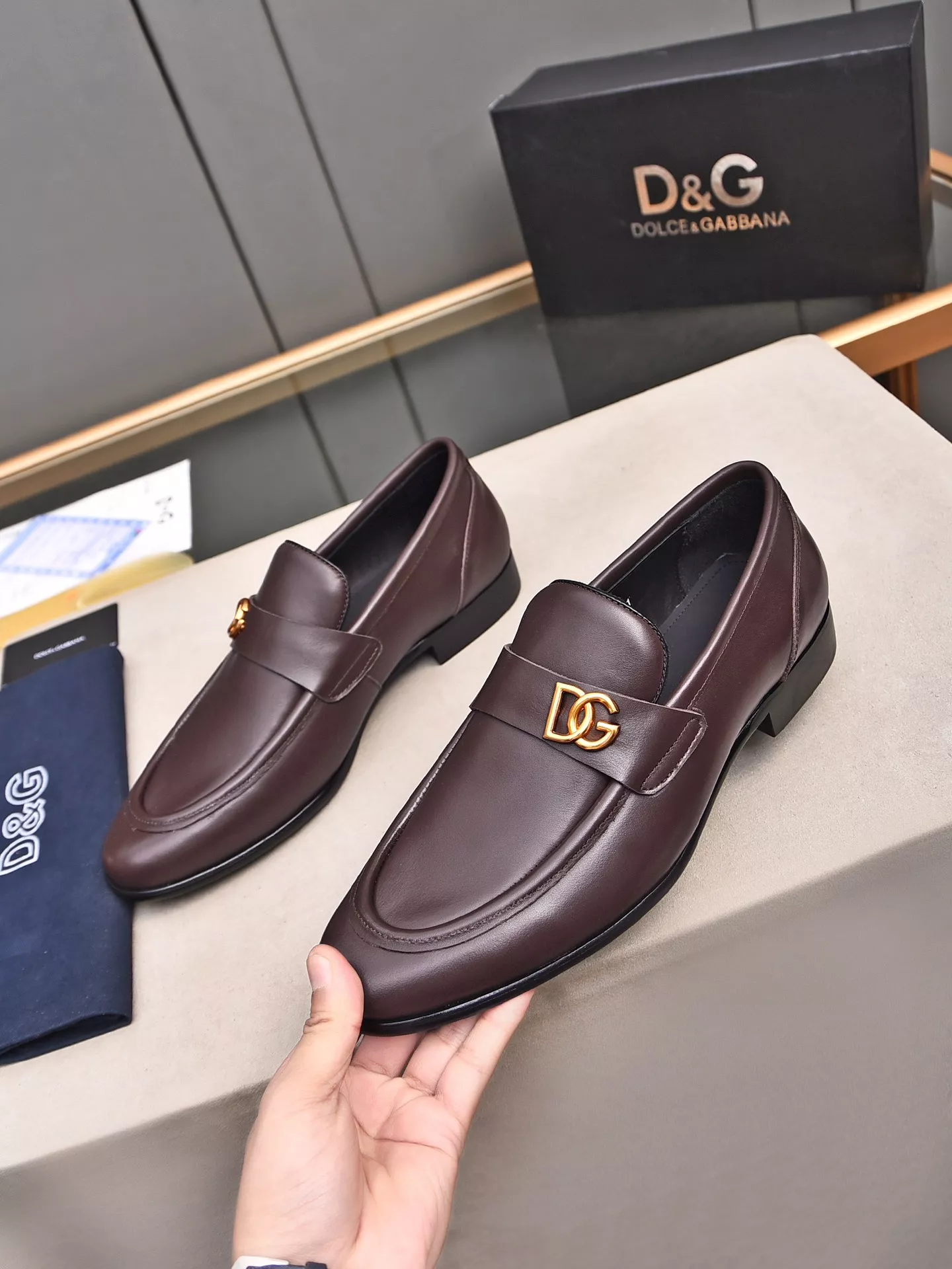 Durable 2411 Dolce & Gabbana D&G Leather Shoes For Men