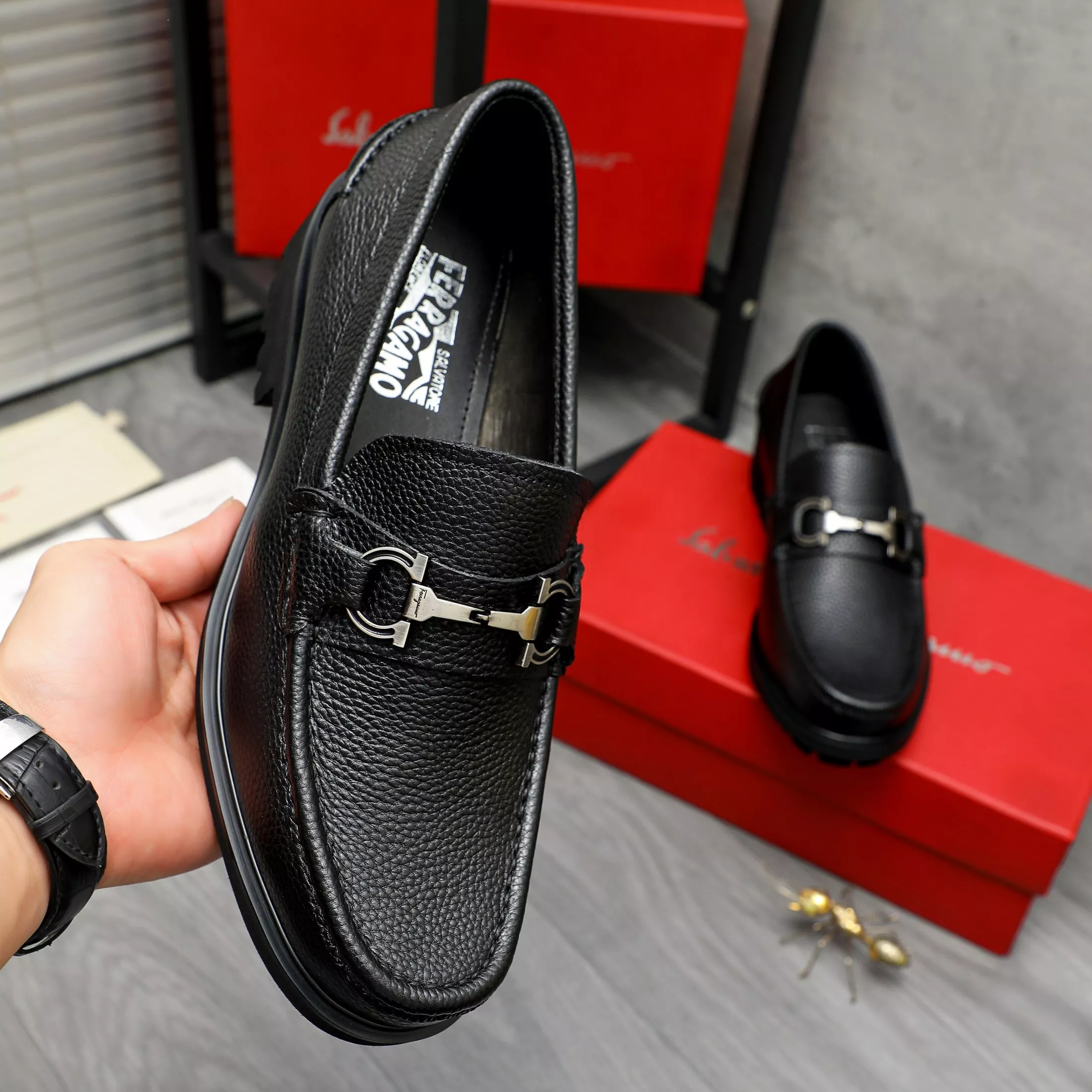 Durable 3388 Salvatore Ferragamo Leather Shoes For Men