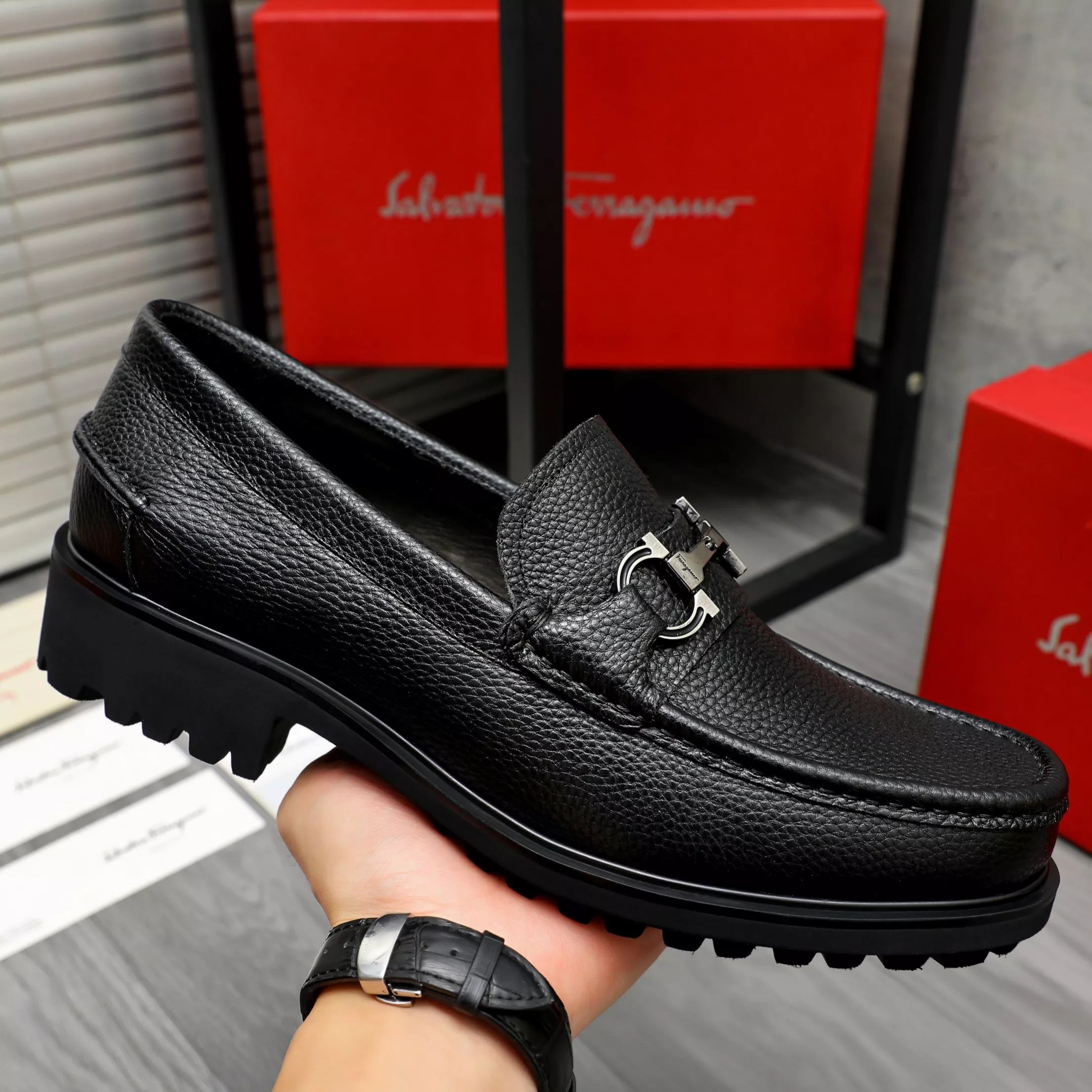 Durable 3388 Salvatore Ferragamo Leather Shoes For Men