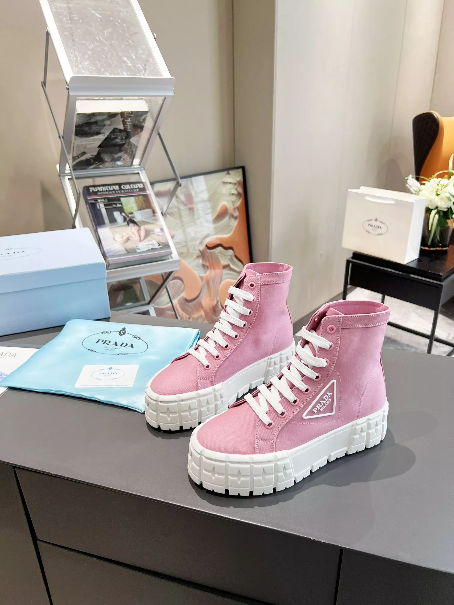 Durable 3975 Prada High Top Shoes For Women