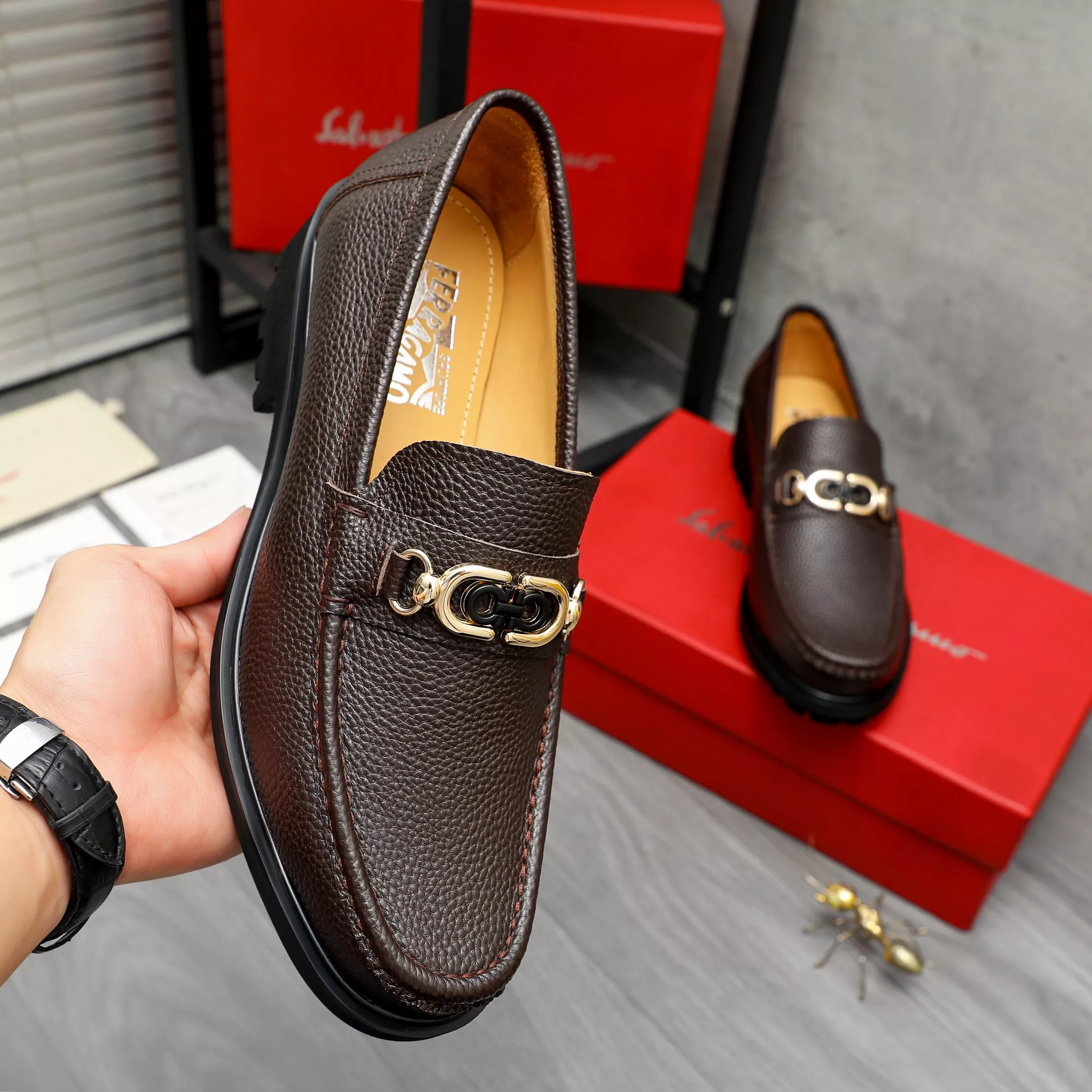 Durable 4277 Salvatore Ferragamo Leather Shoes For Men